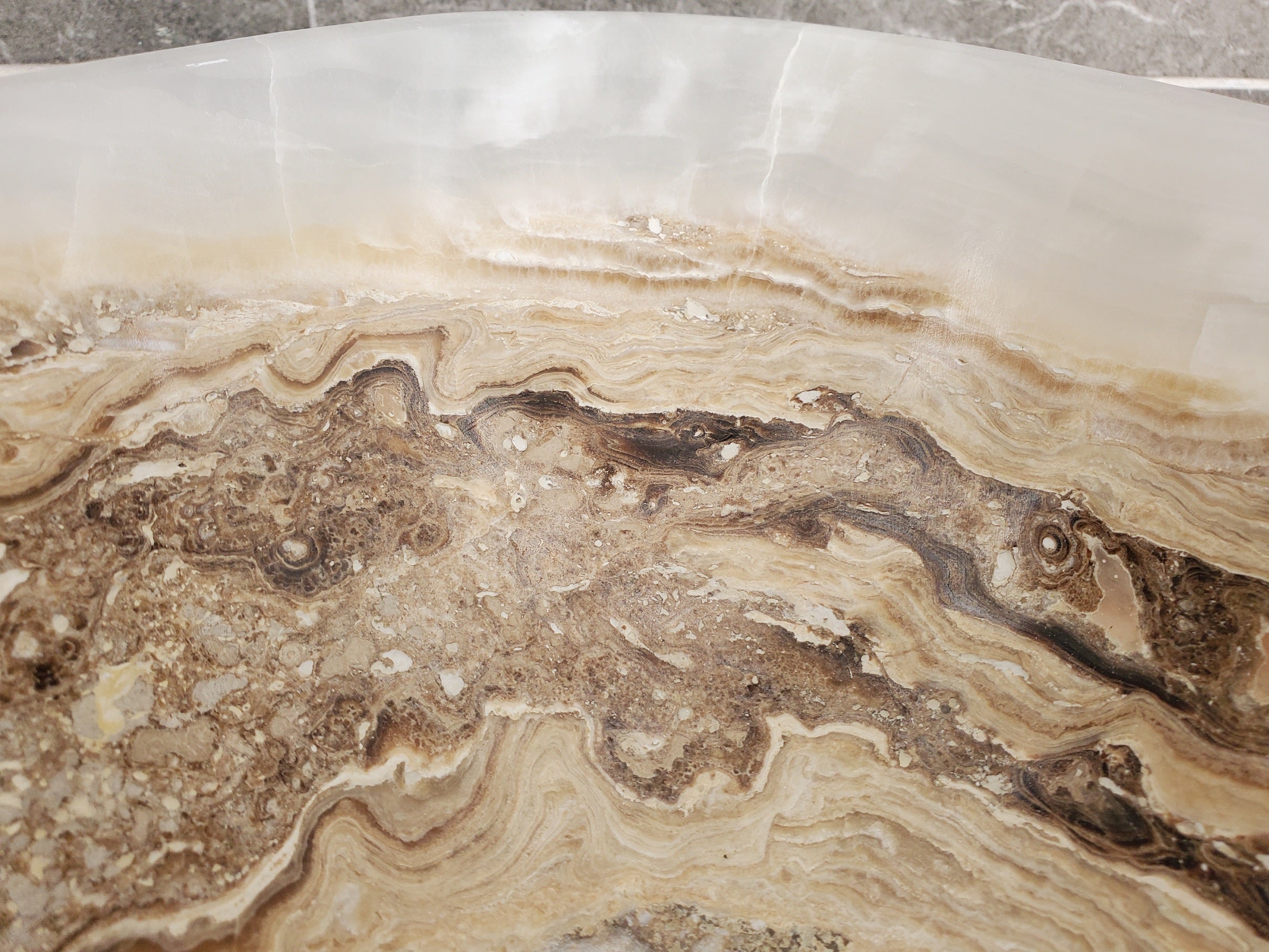 S33_39 Onyx Stone Vessel Bathroom Sink - 17 x 13 inch