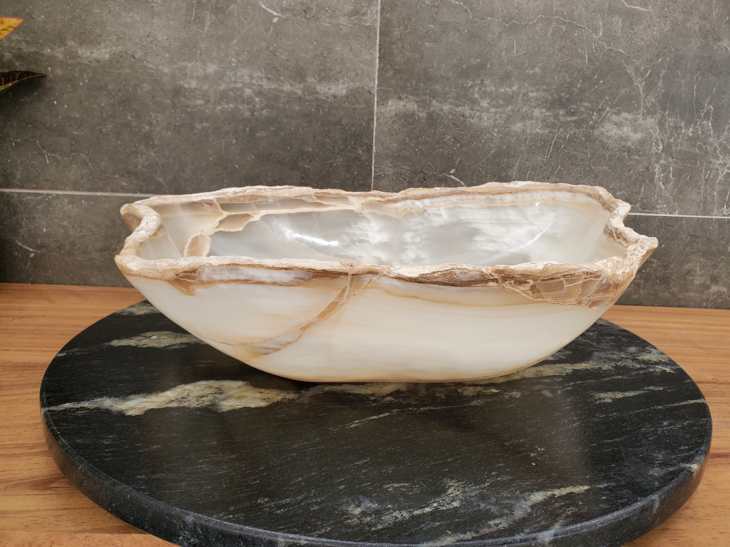 S32_20 Onyx Stone Vessel Bathroom Sink - 17.5 x 13 inch