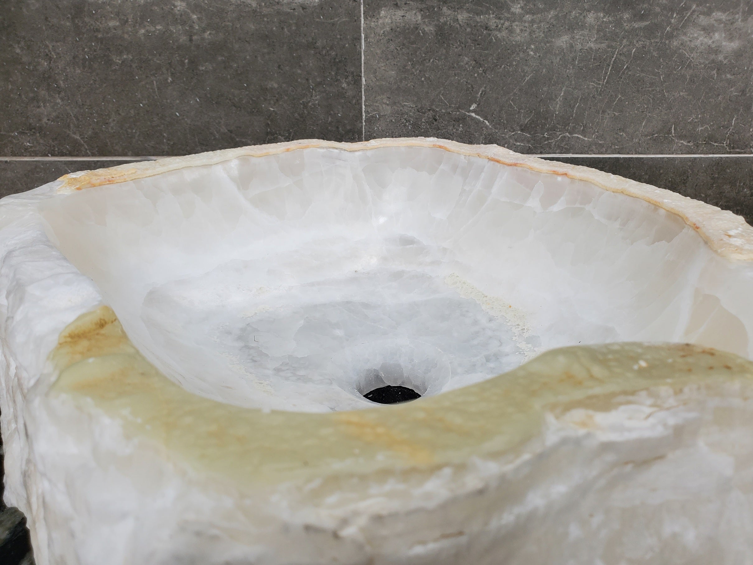 S31_45 Onyx Stone Vessel Bathroom Sink - 15.5 x 13.5 Inch