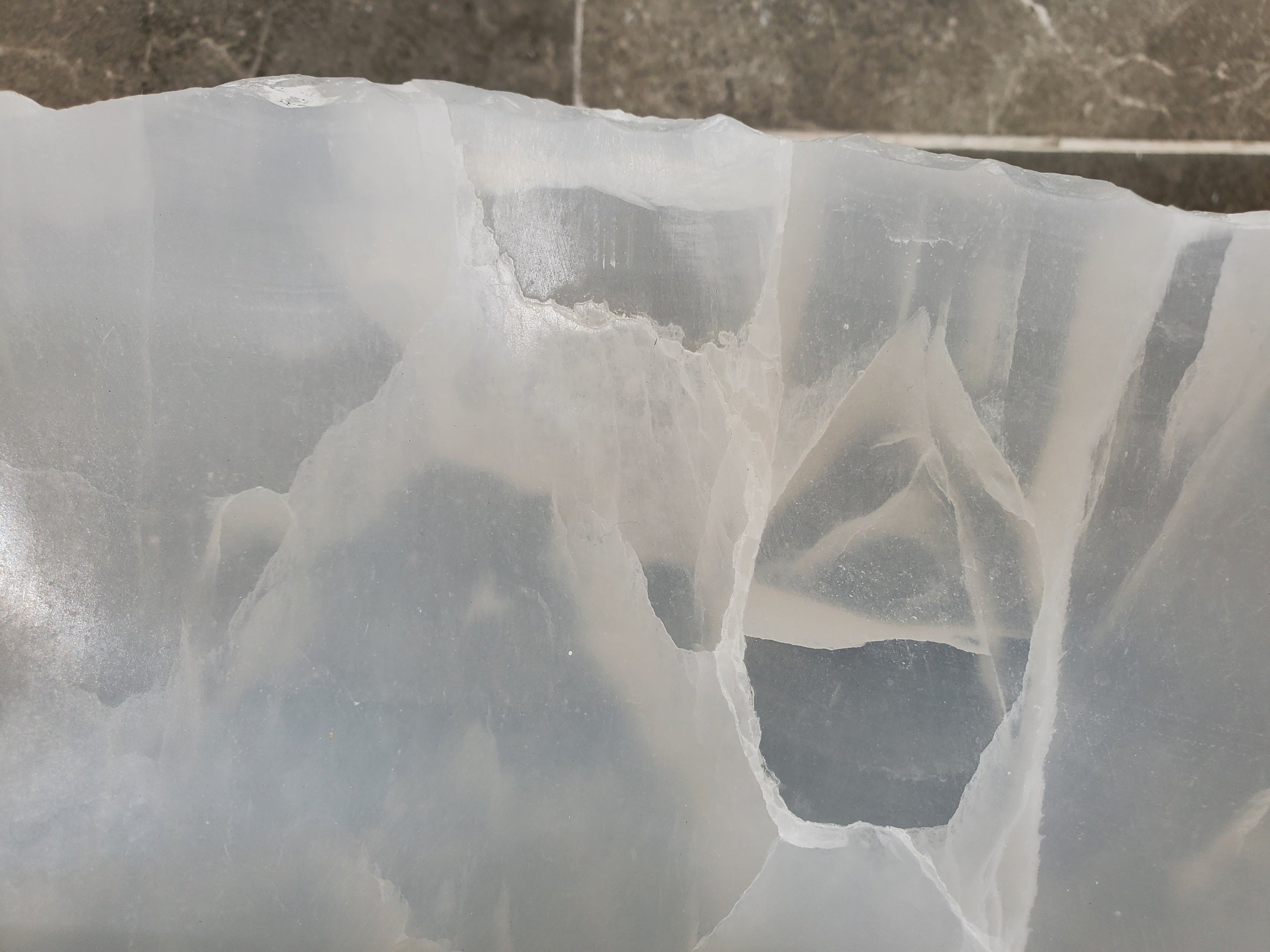 S33_46 White Onyx Bathroom Vessel Sink