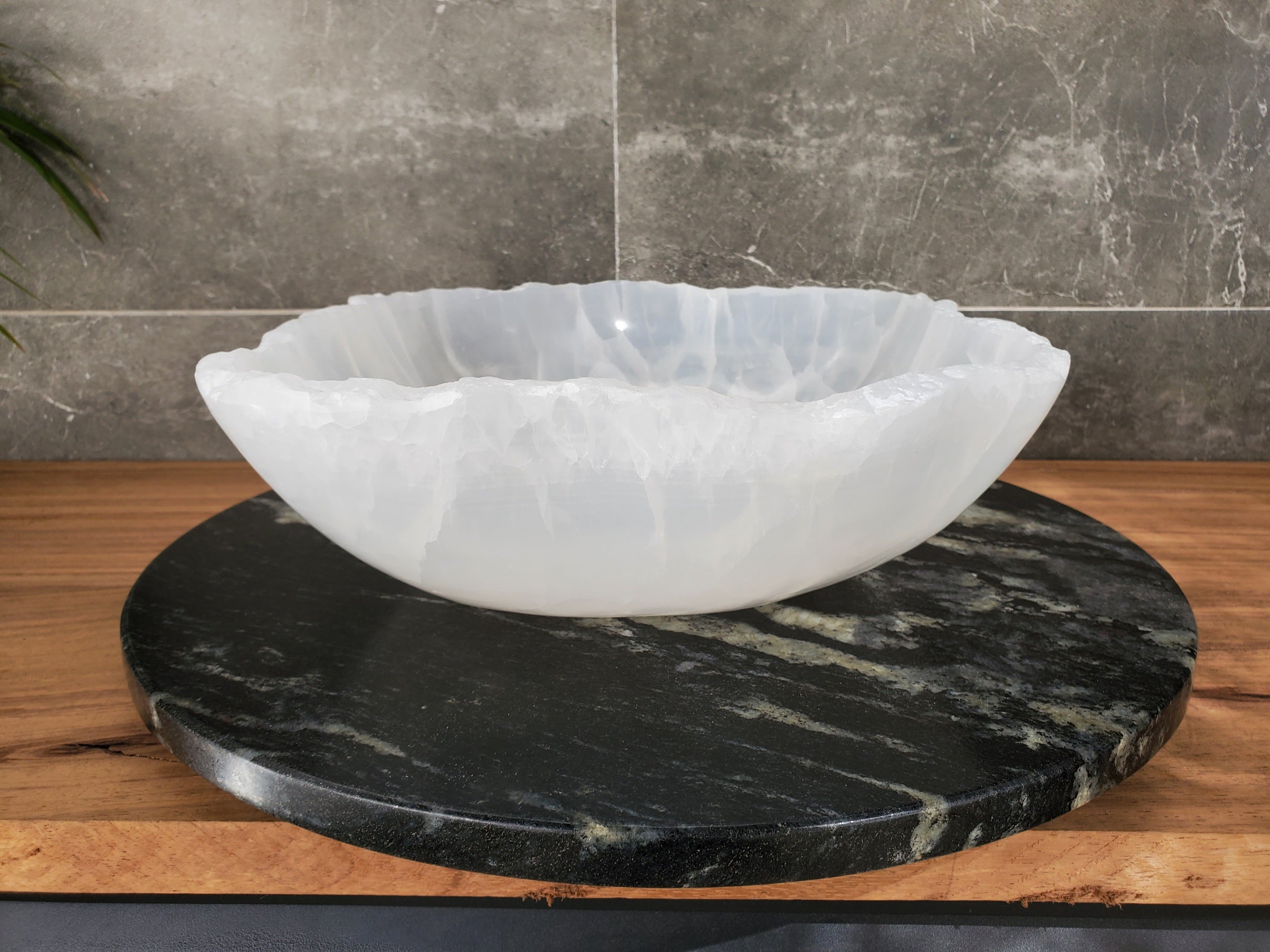 S33_47 White Onyx Bathroom Vessel Sink - 16 x 13.5 inch