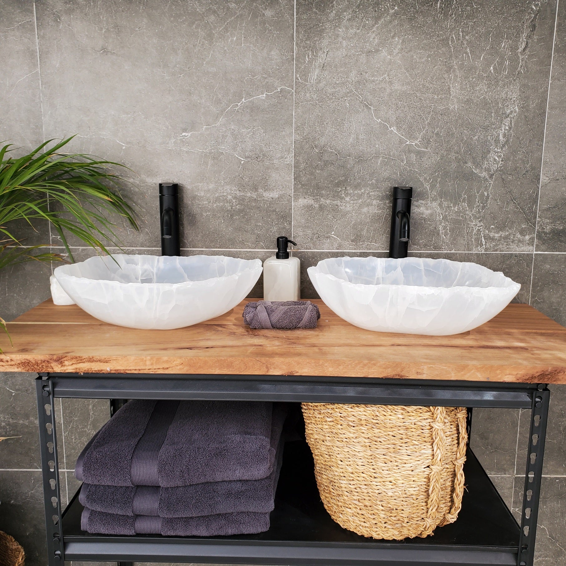 SET3303 Onyx Stone Master Bath Set of 2 (Two) Vessel Sinks