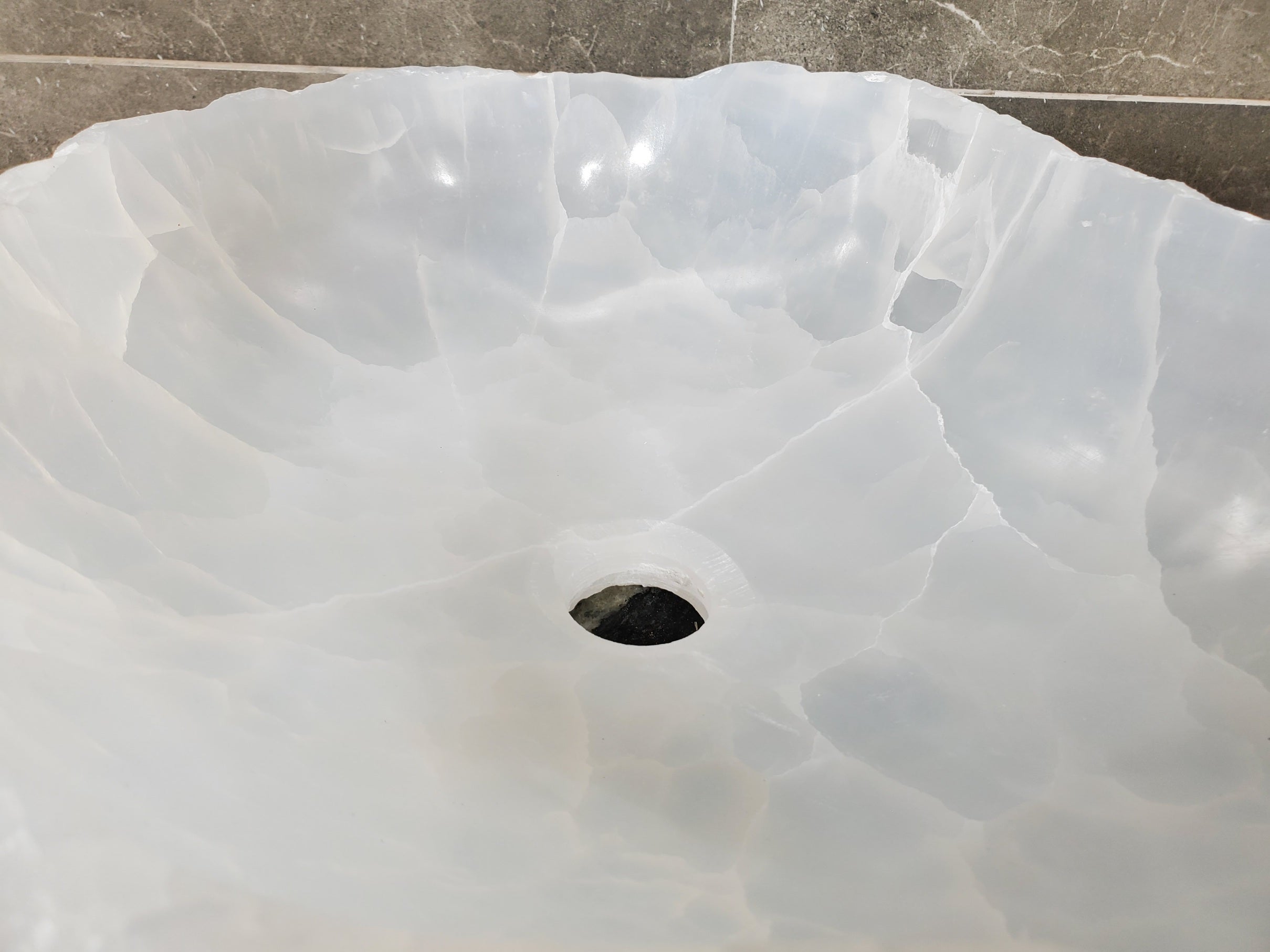 S33_46 White Onyx Bathroom Vessel Sink