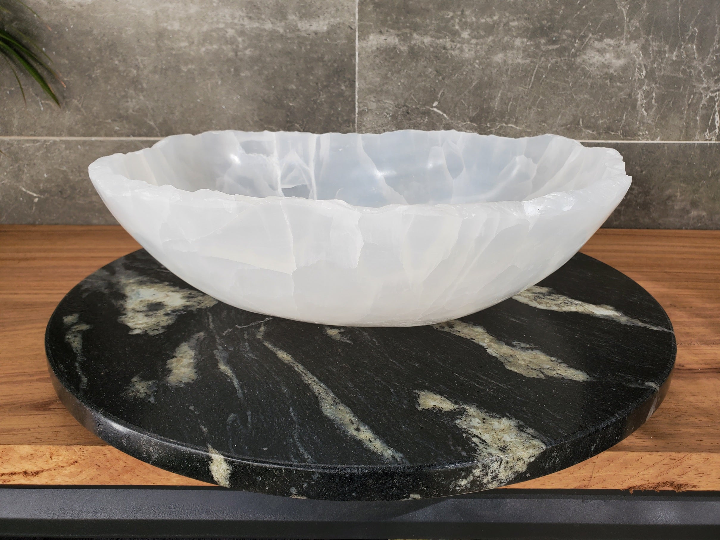S33_46 White Onyx Bathroom Vessel Sink - 16 x 13.5 inch