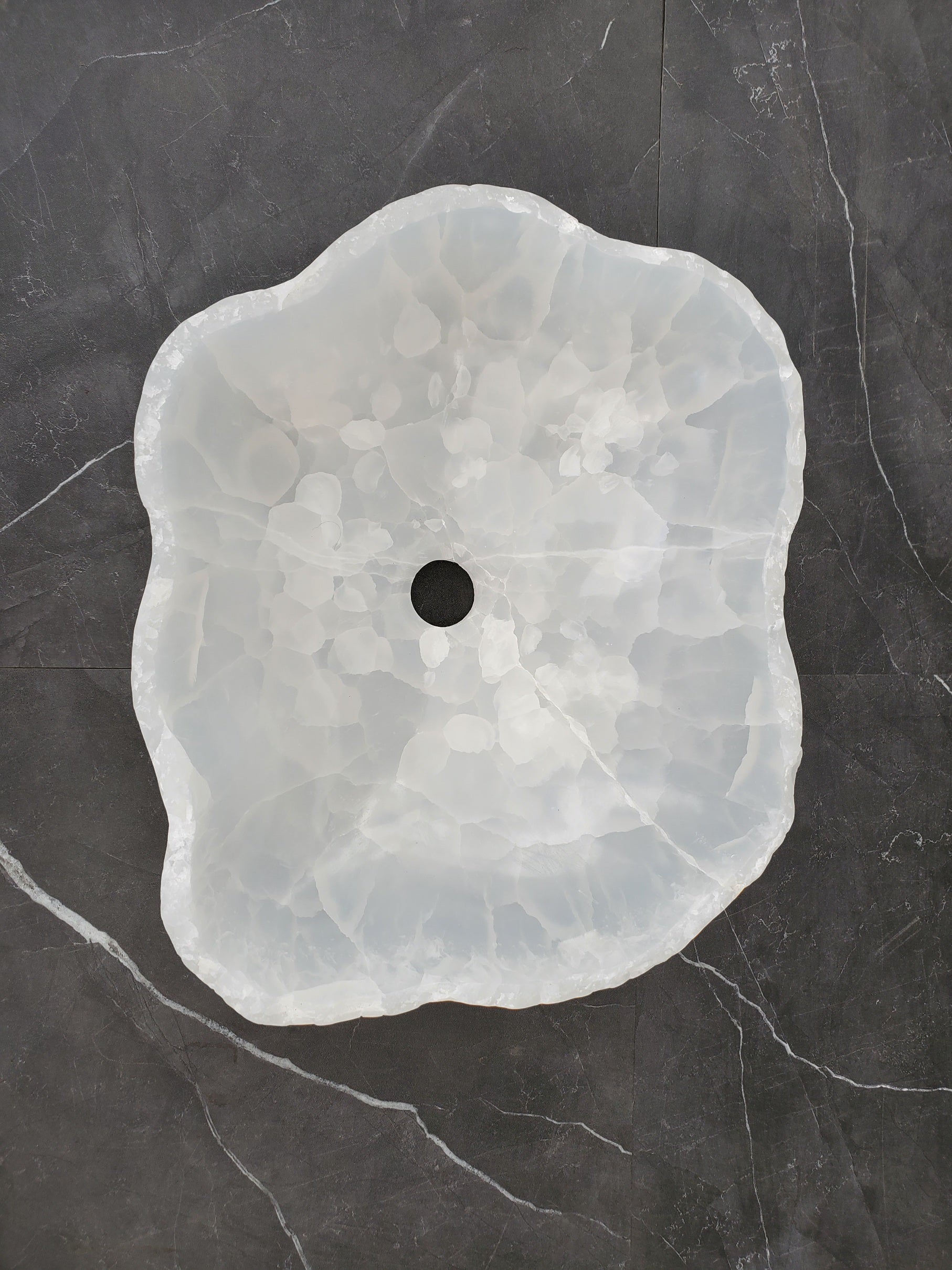 S33_47 White Onyx Bathroom Vessel Sink - 16 x 13.5 inch