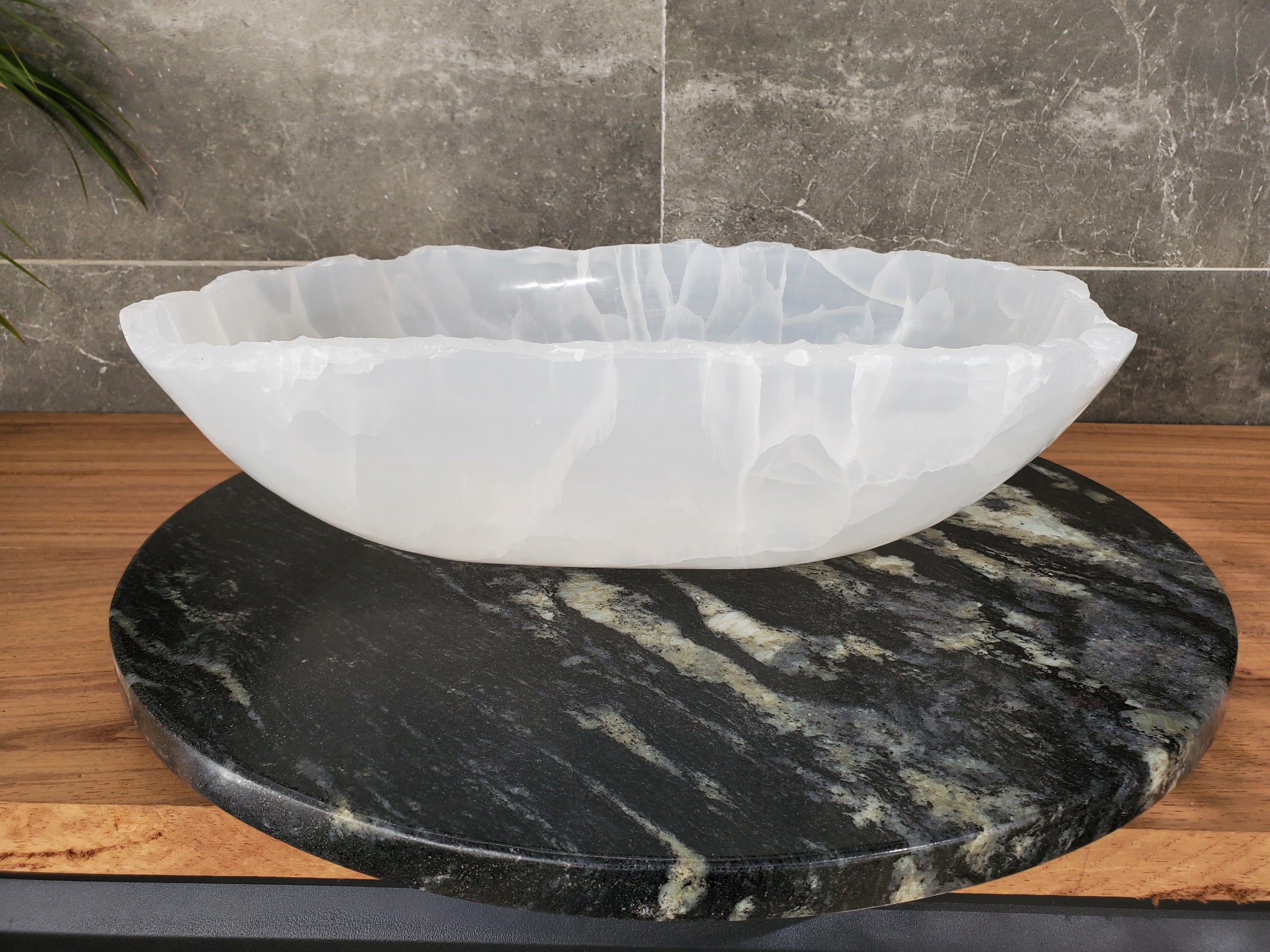 S33_46 White Onyx Bathroom Vessel Sink - 16 x 13.5 inch