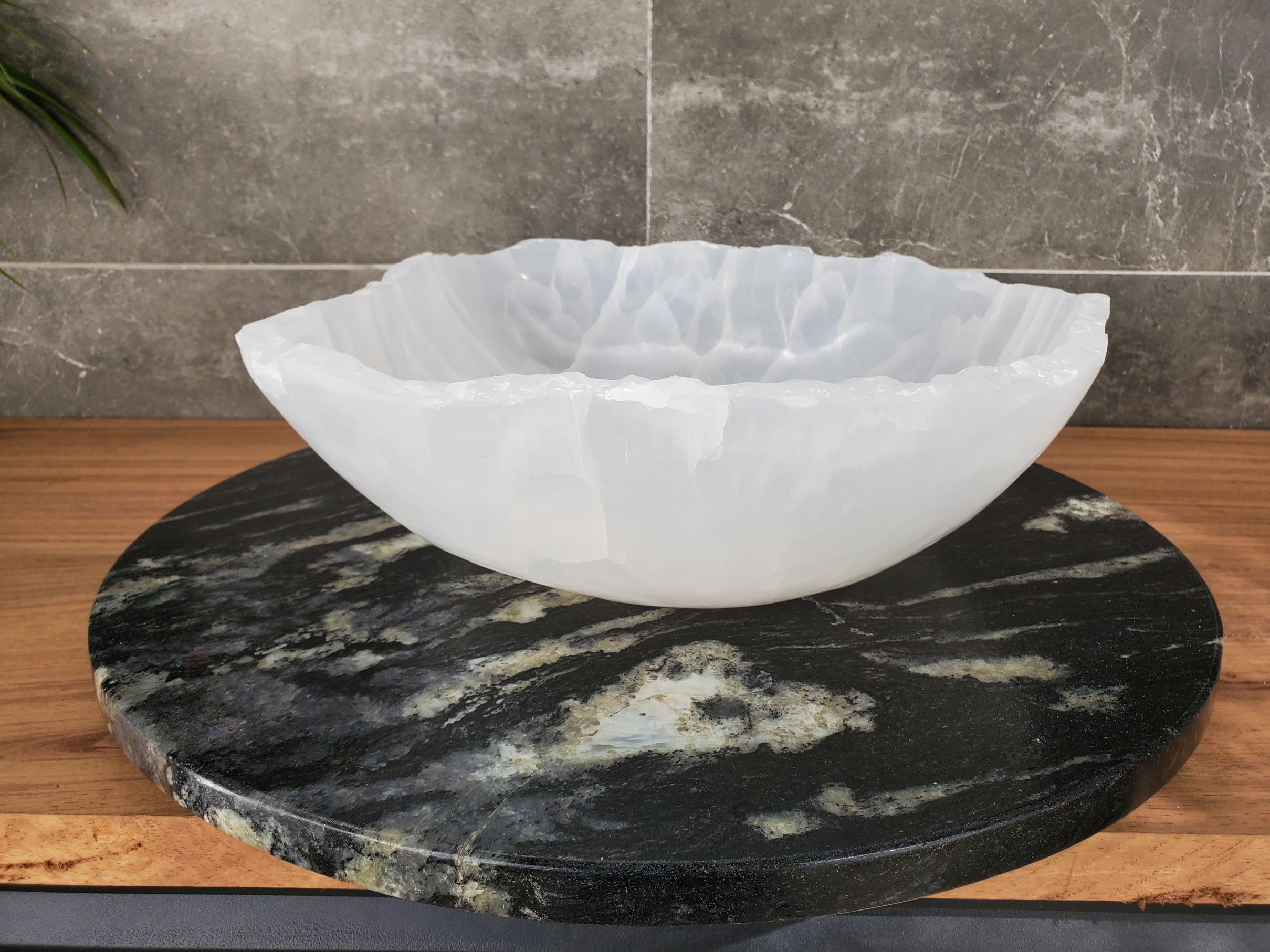 S33_46 White Onyx Bathroom Vessel Sink - 16 x 13.5 inch