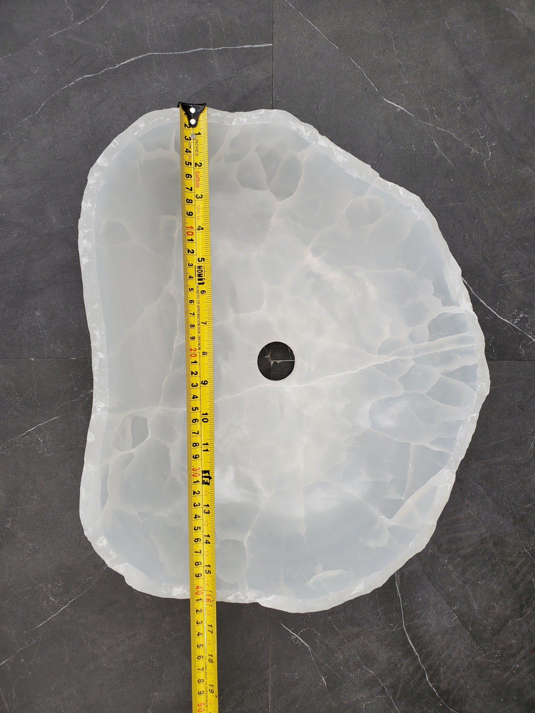 S33_46 White Onyx Bathroom Vessel Sink - 16 x 13.5 inch