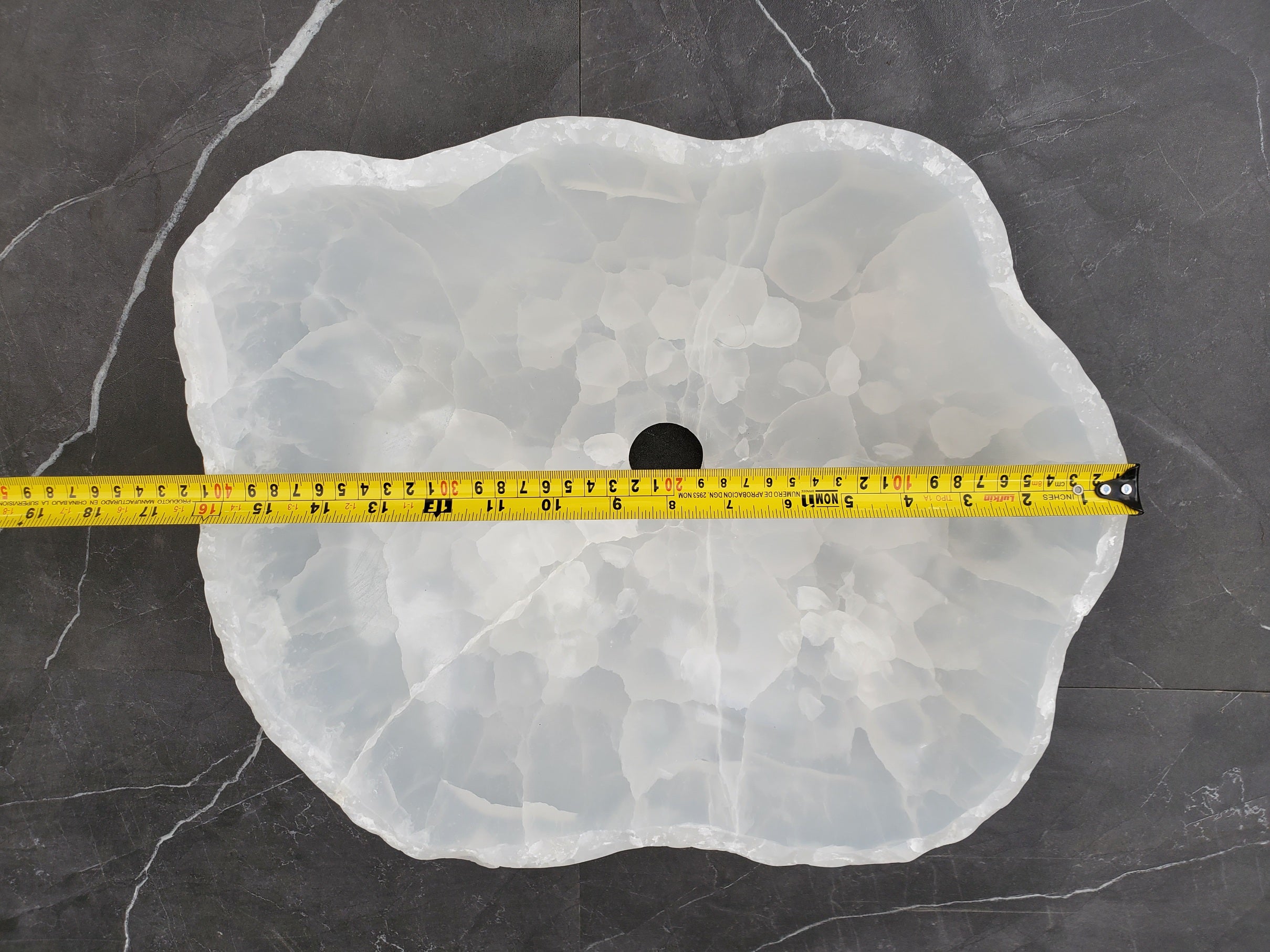 S33_47 White Onyx Bathroom Vessel Sink - 16 x 13.5 inch