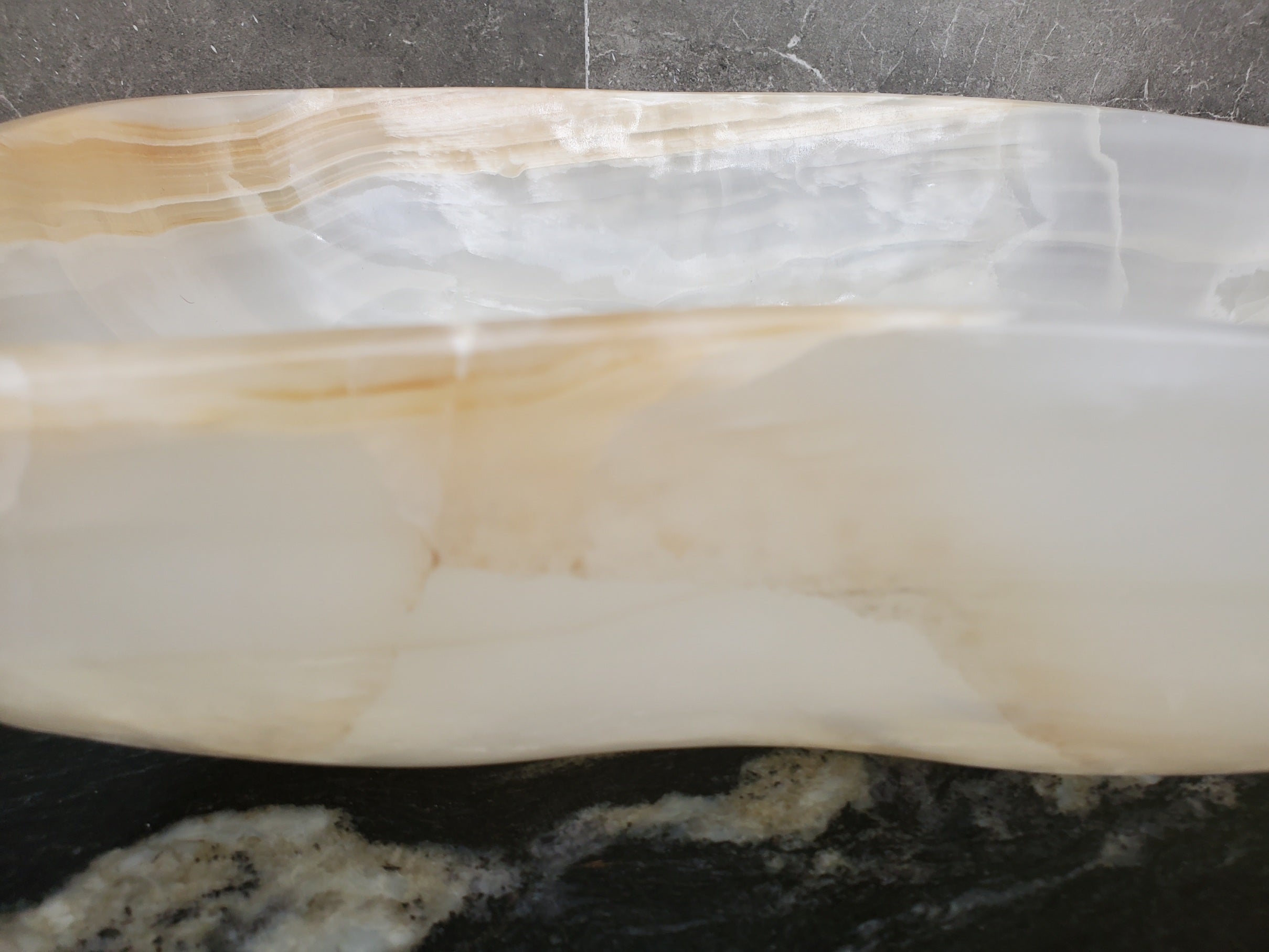 S32_11 Onyx Stone Vessel Bathroom Sink - 18 x 12 inch
