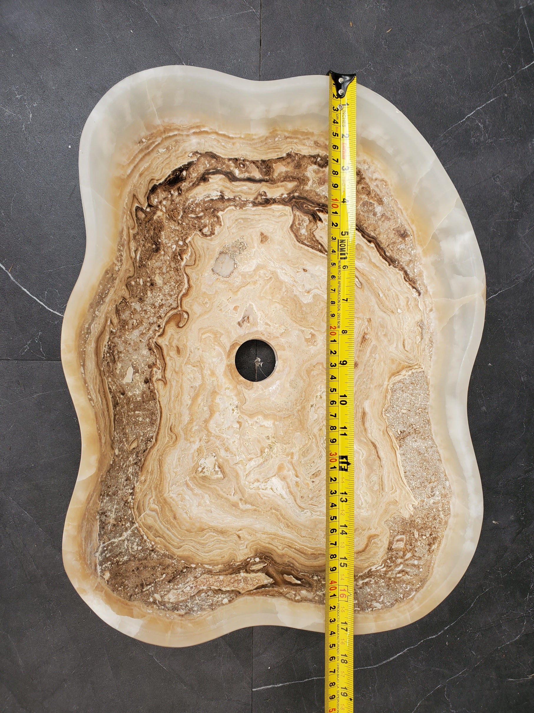 S33_39 Onyx Stone Vessel Bathroom Sink - 17 x 13 inch