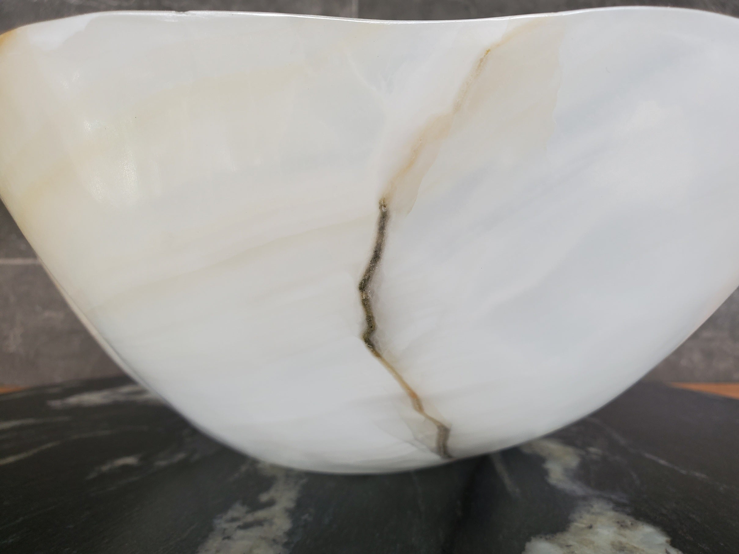 S33_26 White Onyx Bathroom Vessel Sink - 15.5 x 13 inch