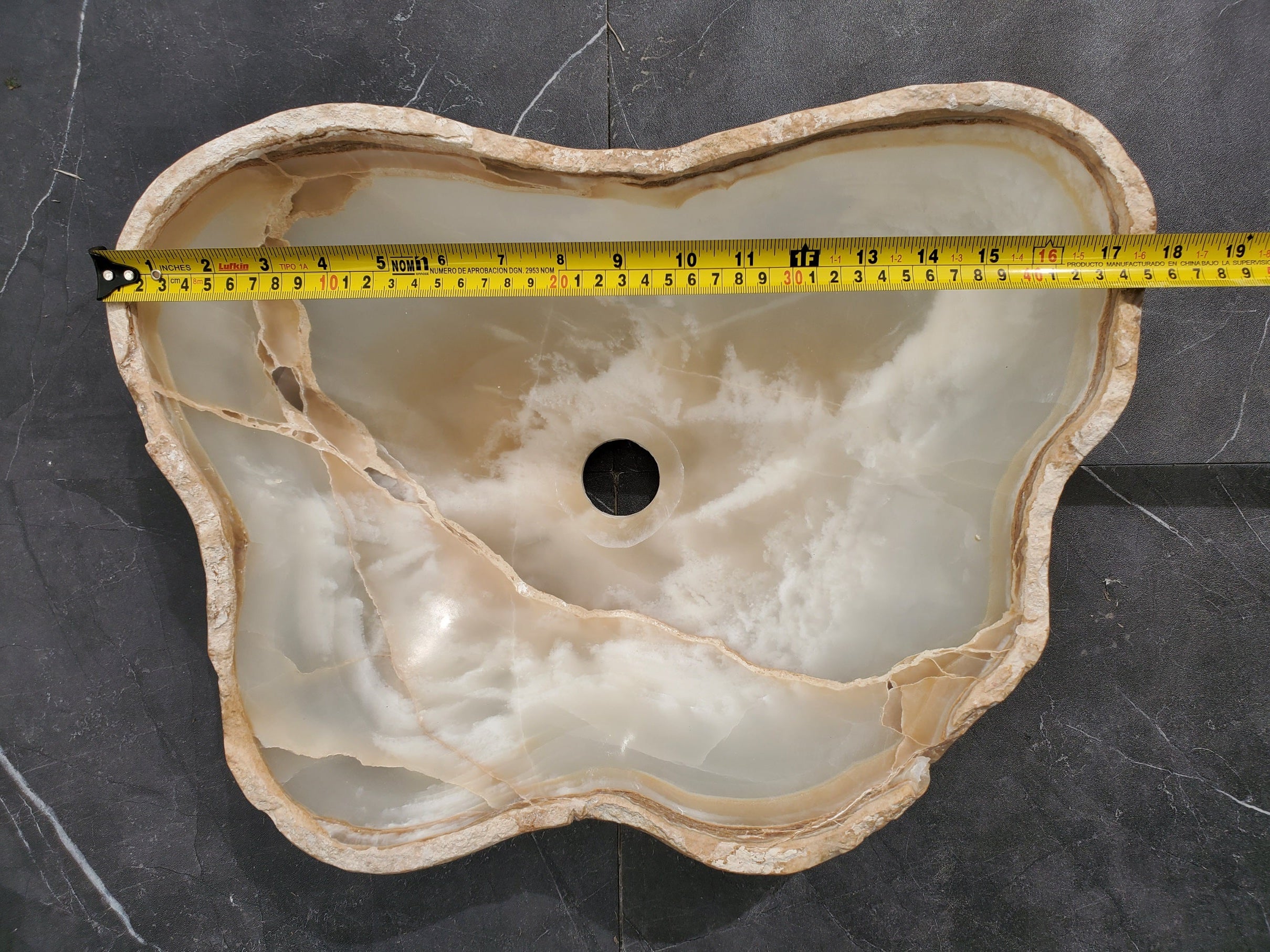 S32_20 Onyx Stone Vessel Bathroom Sink - 17.5 x 13 inch