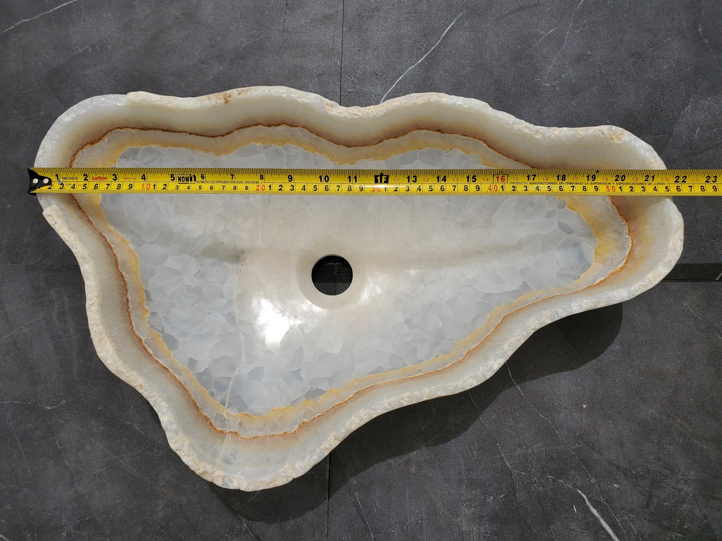S31_39 Onyx Stone Vessel Bathroom Sink - 22 x 13.5 inch