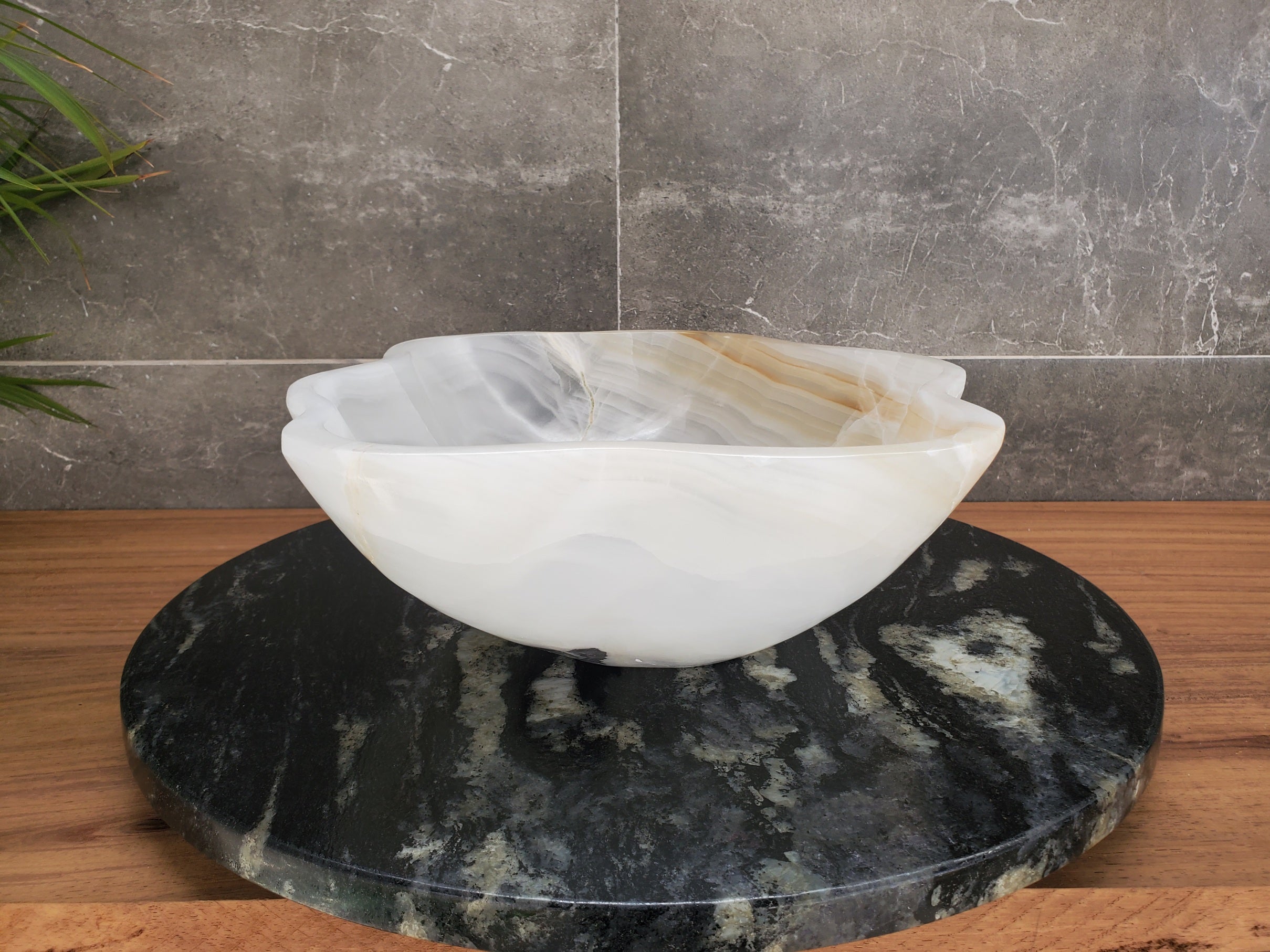 S33_26 White Onyx Bathroom Vessel Sink - 15.5 x 13 inch