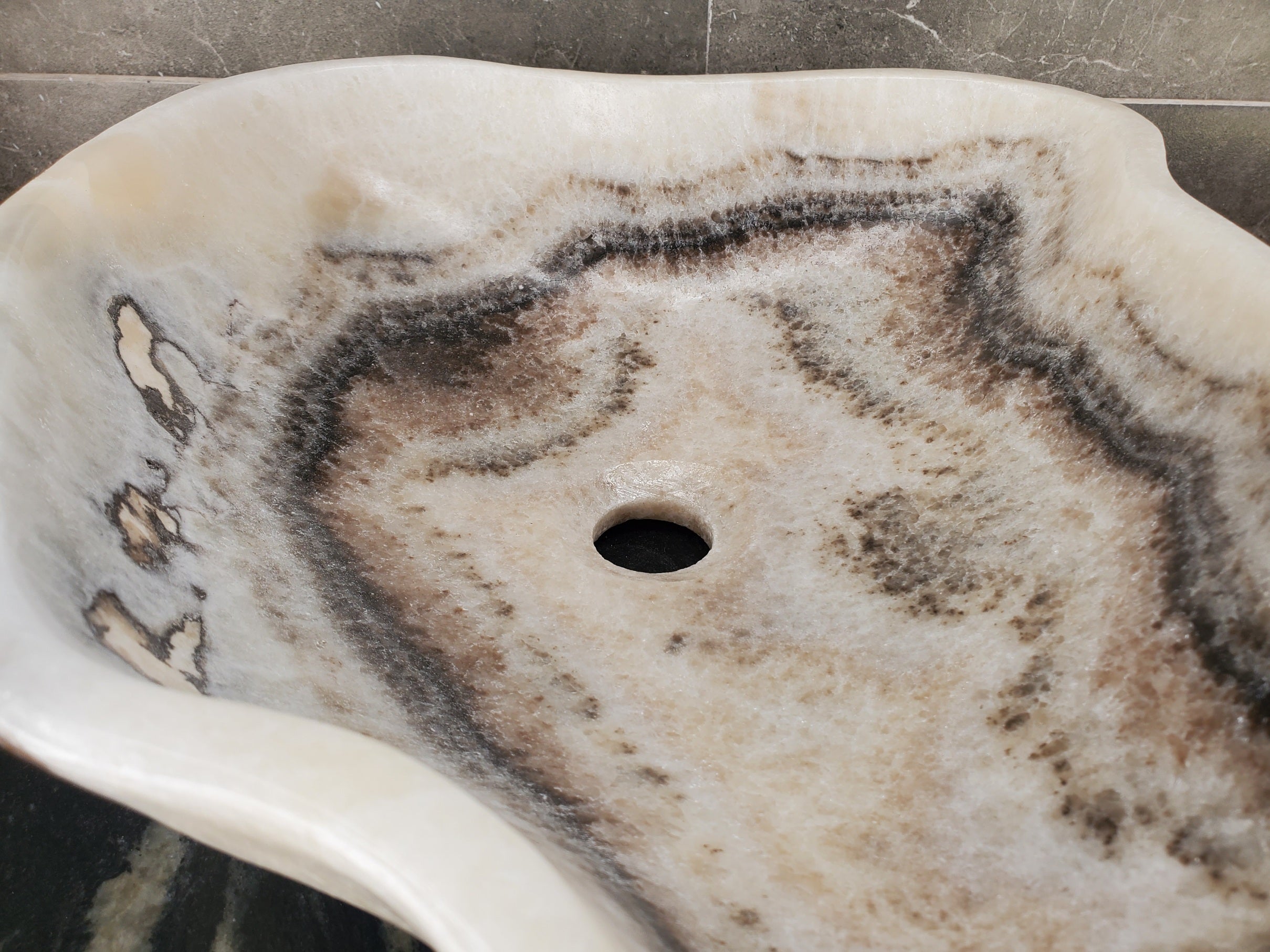 S32_23 Onyx Stone Vessel Bathroom Sink - 16.5 x 13.5 inch