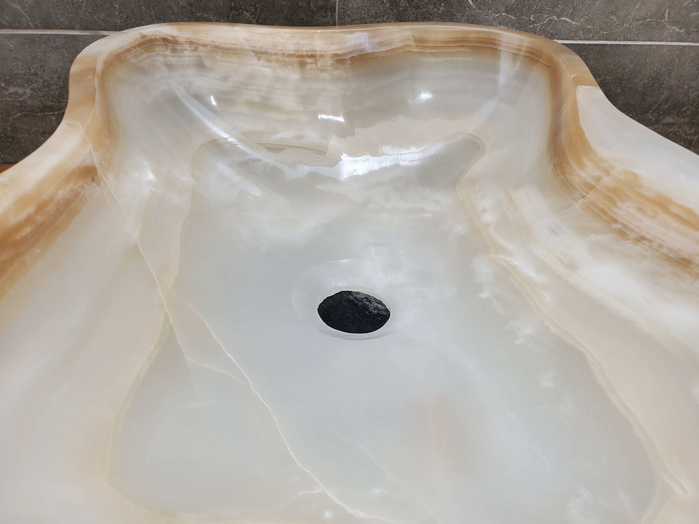 S32_14 Onyx Stone Vessel Bathroom Sink - 17.5 x 13 inch