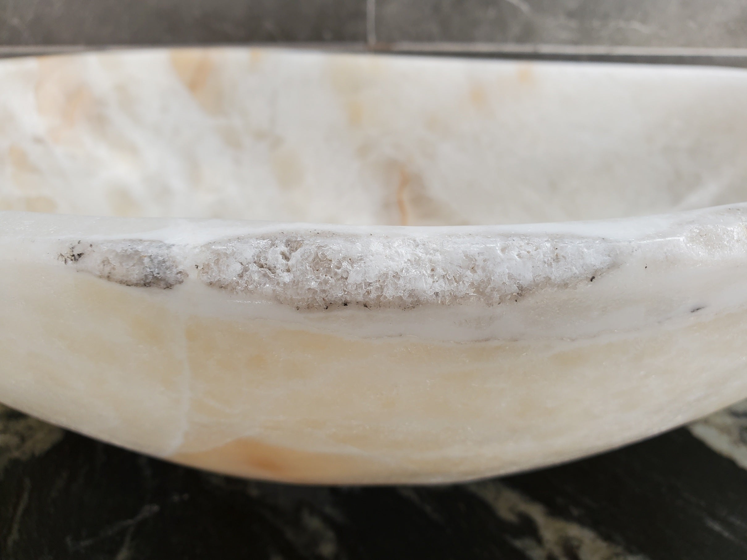 S33_33 Neutral White Onyx Bathroom Vessel Sink