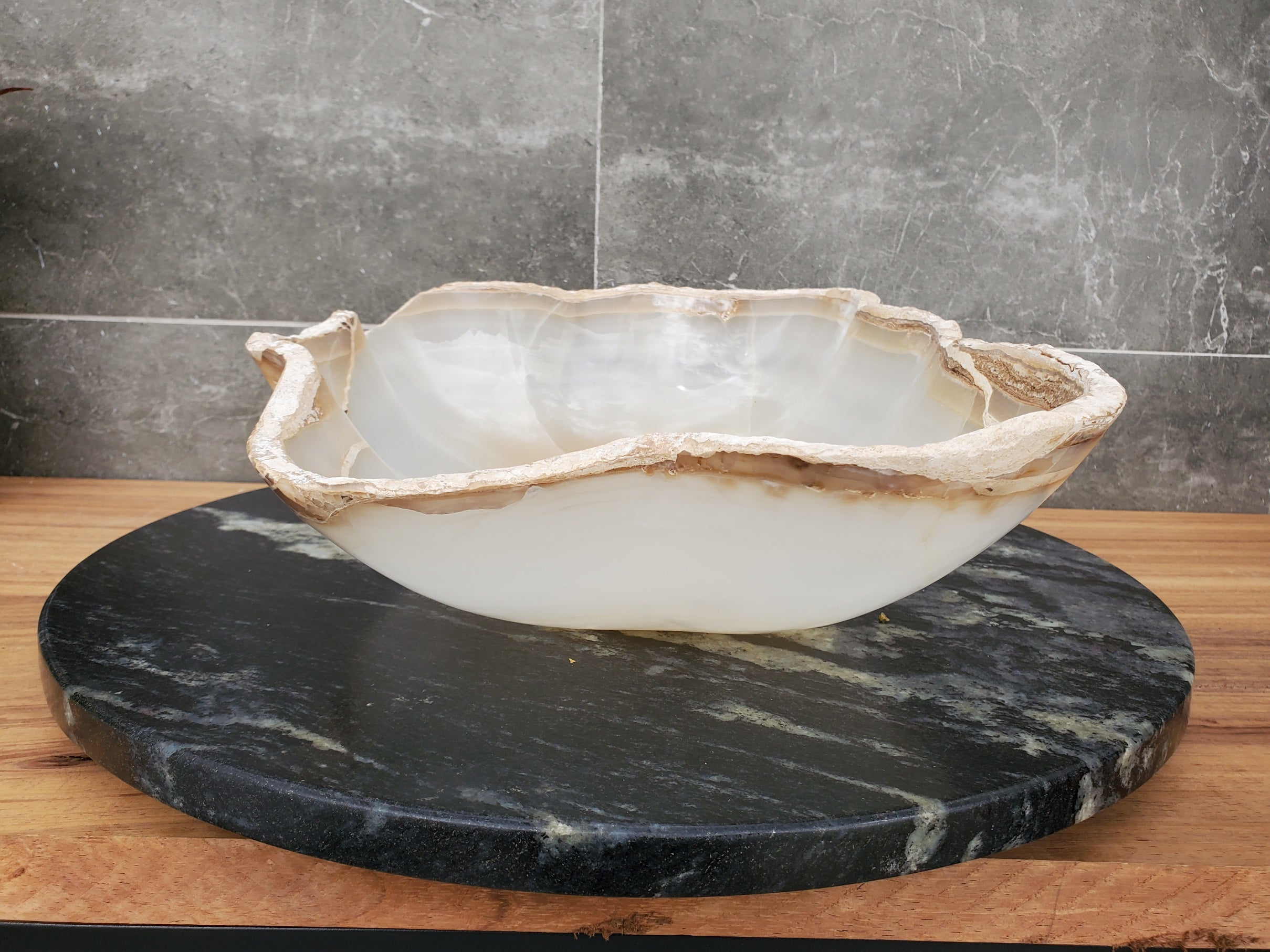 S32_13 Onyx Stone Vessel Bathroom Sink - 17 x 12 inch