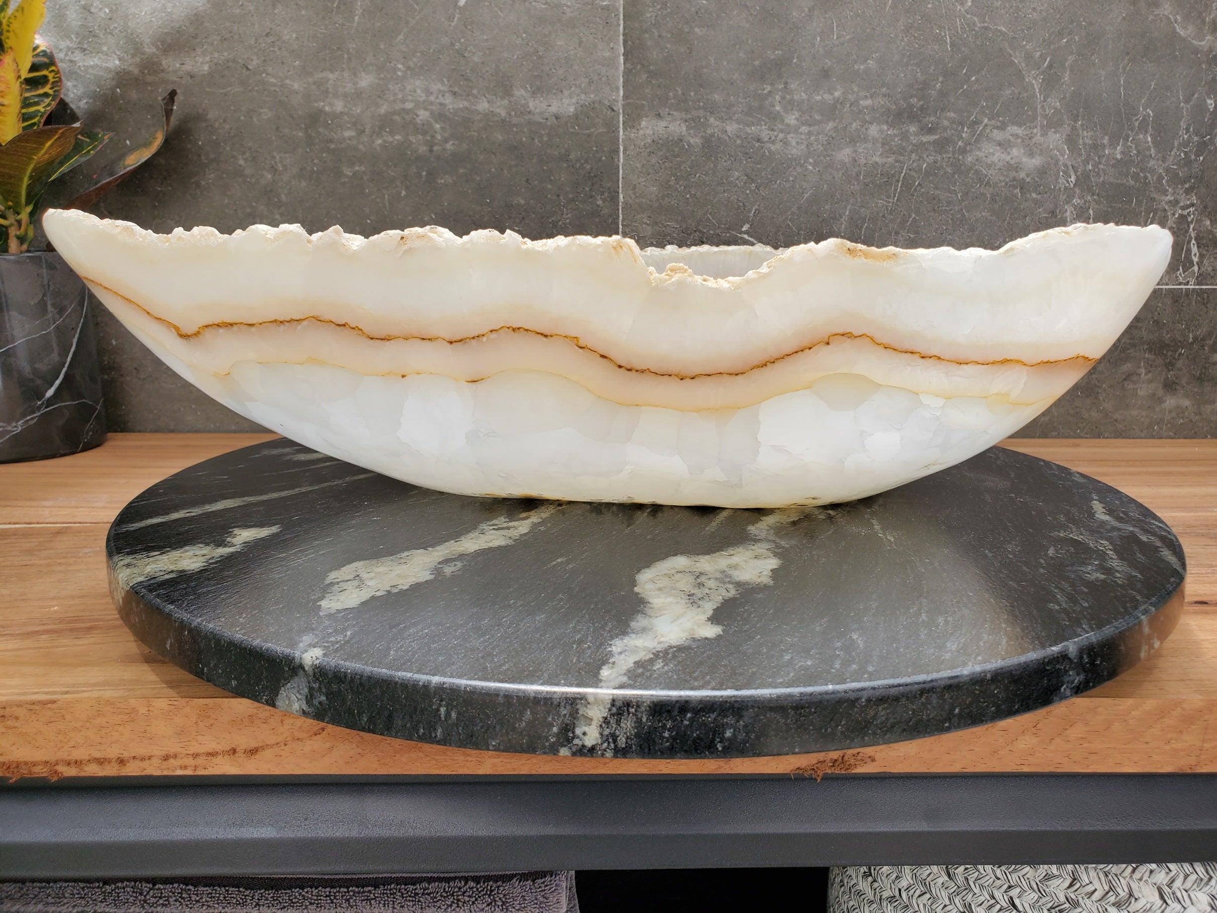 S31_38 Onyx Stone Vessel Bathroom Sink - 19 x 13 inch