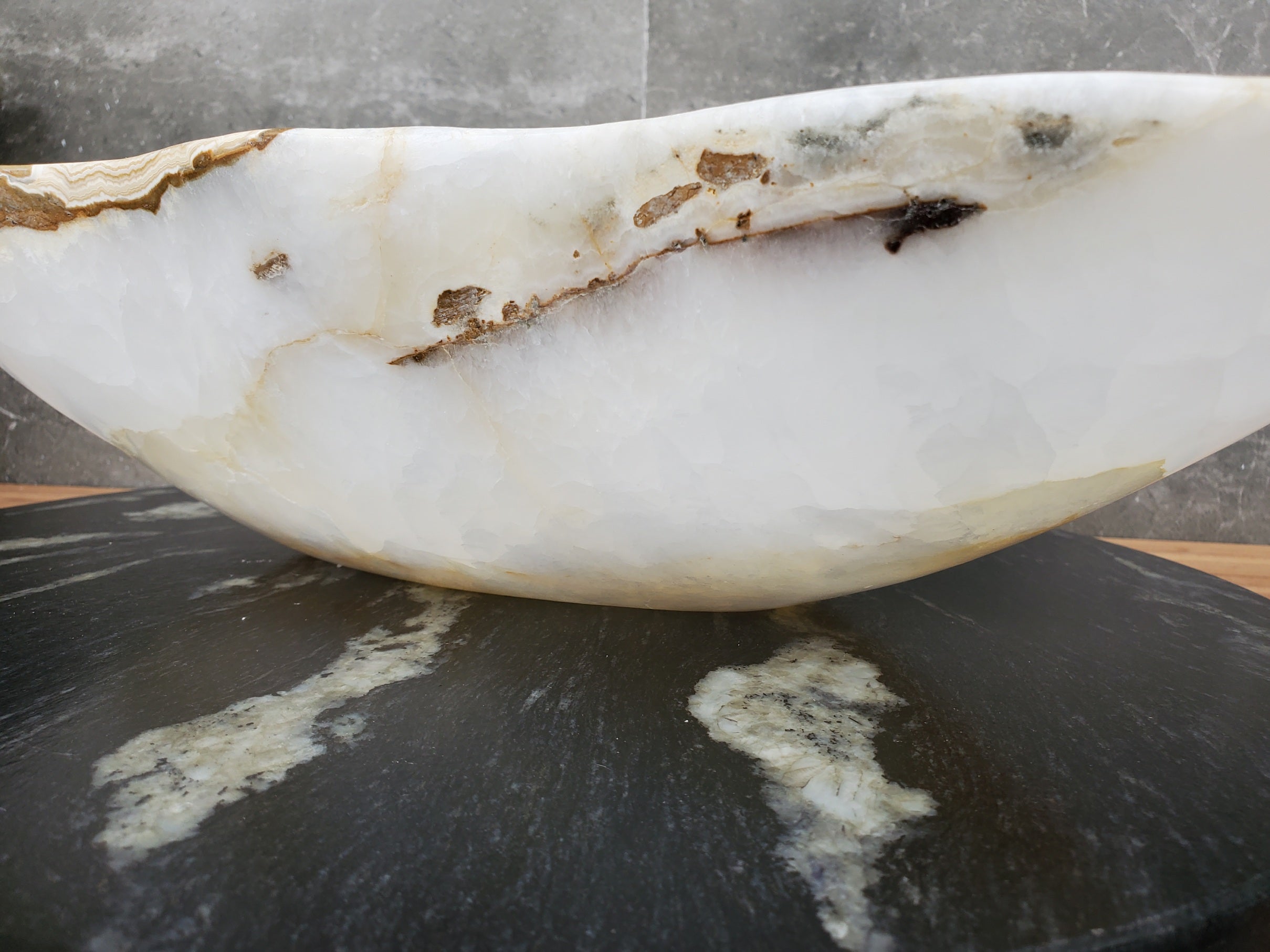 S32_10 Onyx Stone Vessel Bathroom Sink - 20 x 12.5 inch