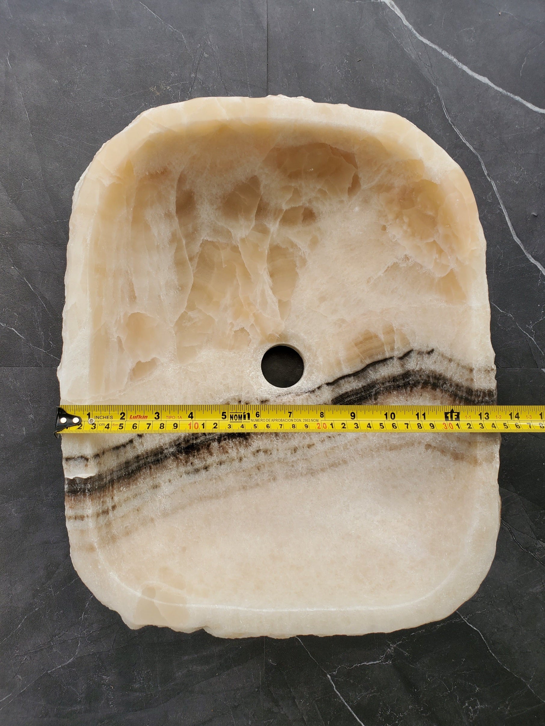 S37_17 Cream Onyx Vessel Sink – Rectangular Natural Stone Countertop Bathroom Sink 16.5 x 13.5 Inch Bathroom Sinks Featured Onyx Sinks Sinks