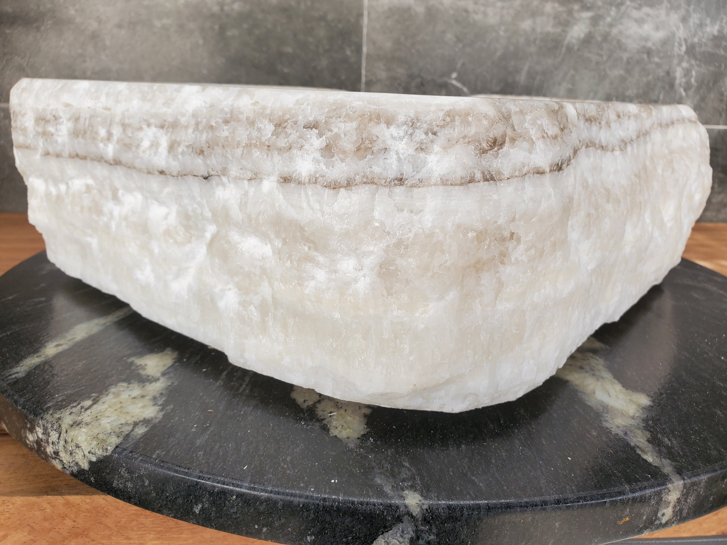 S33_16 Onyx Stone Vessel Bathroom Sink - 15 x 12 inch