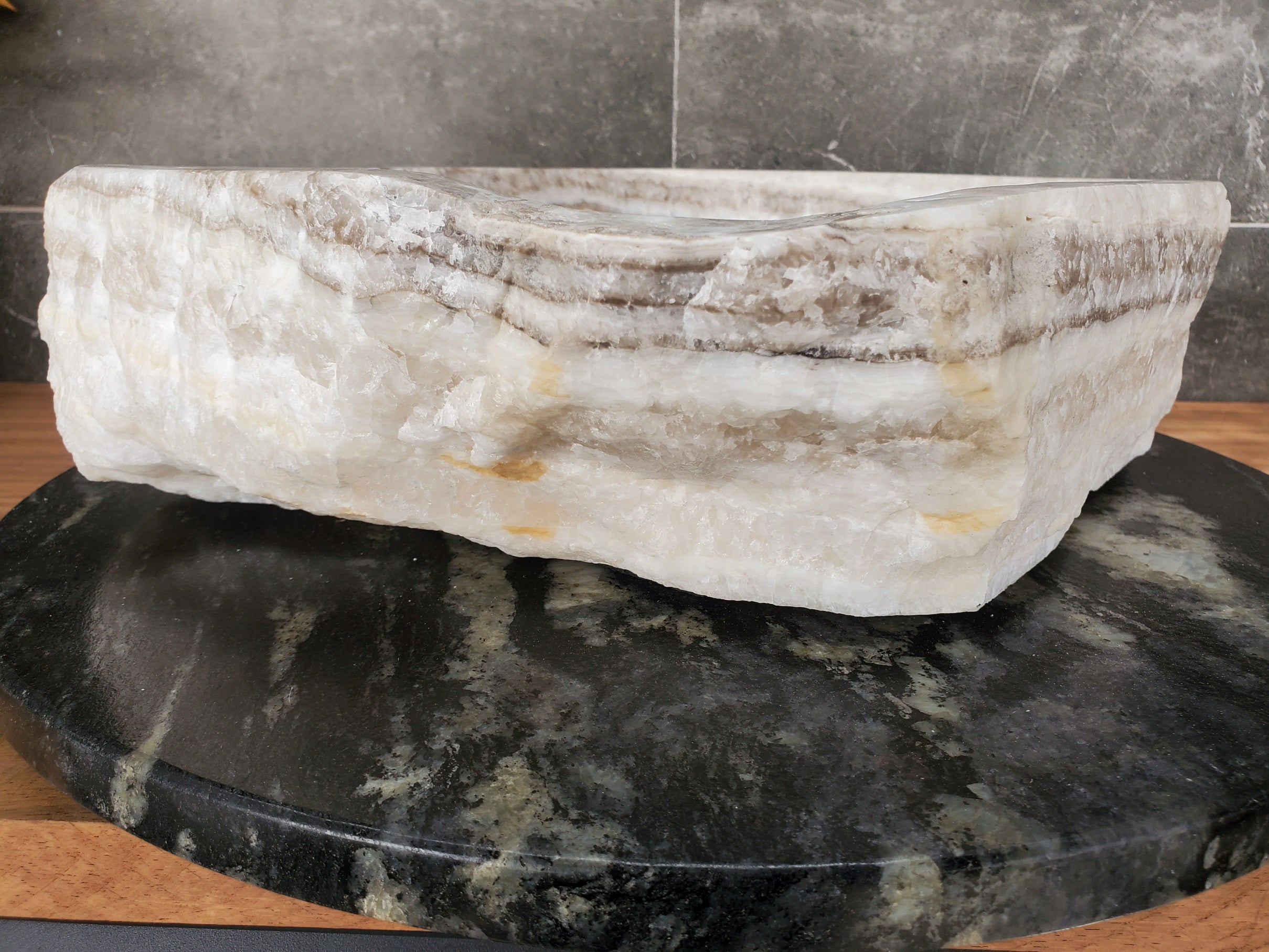 S33_16 Onyx Stone Vessel Bathroom Sink - 15 x 12 inch