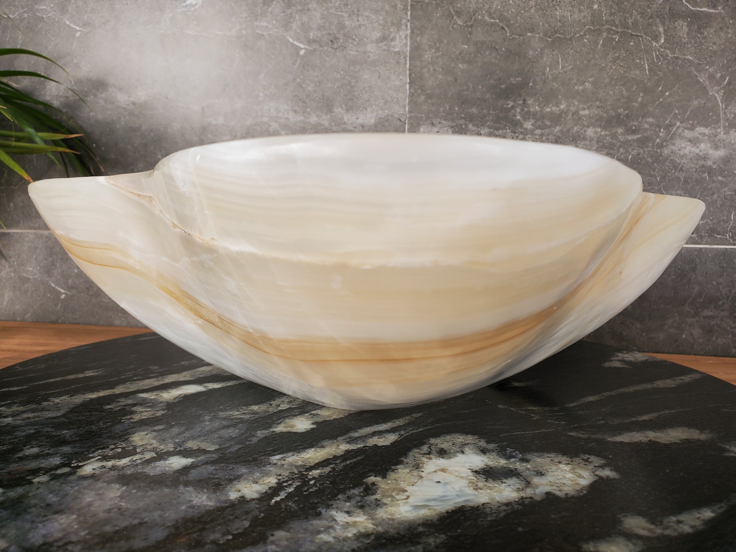 S33_28 White Onyx Bathroom Vessel Sink - 16 x 16 inch