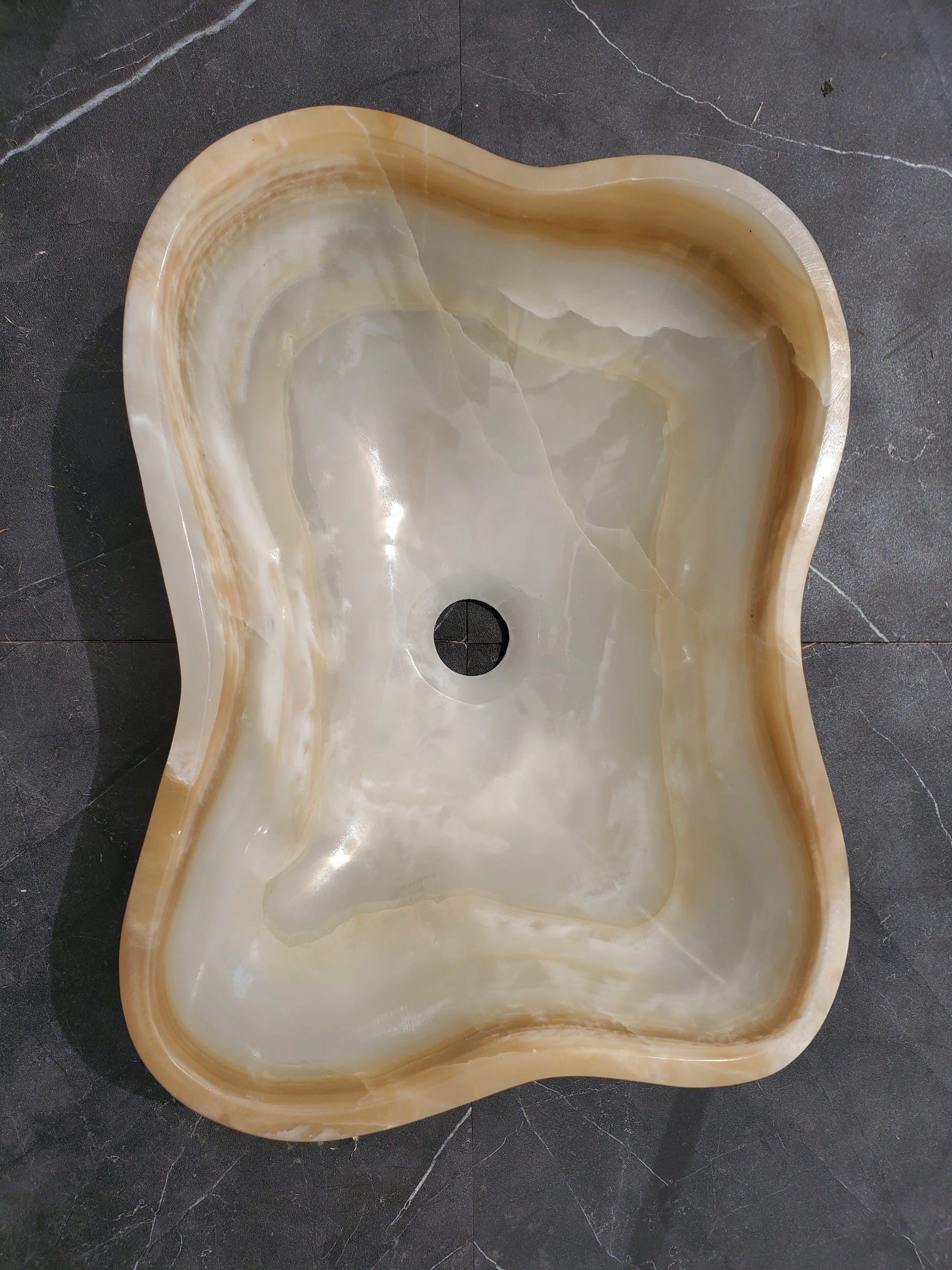 S32_14 Onyx Stone Vessel Bathroom Sink - 17.5 x 13 inch