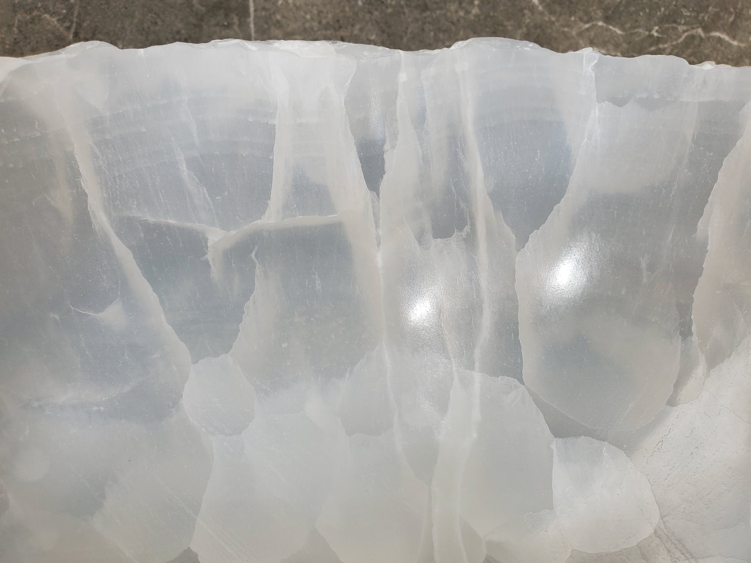 S33_47 White Onyx Bathroom Vessel Sink - 16 x 13.5 inch
