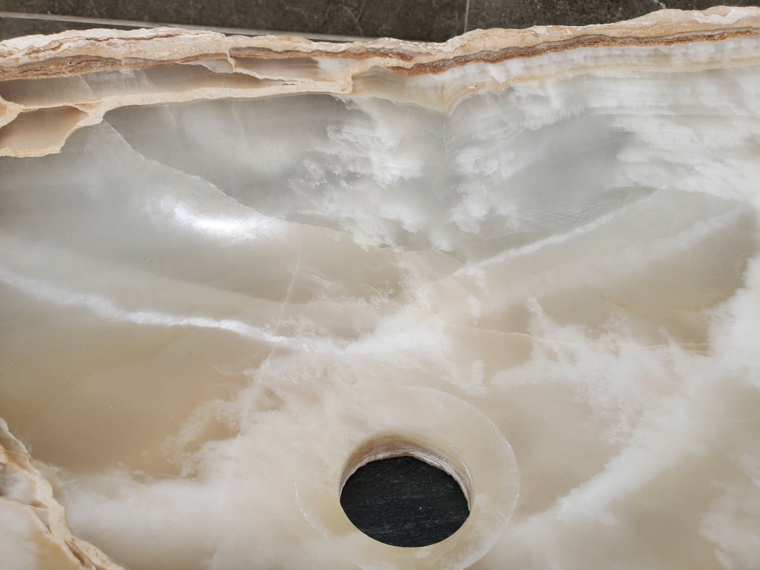 S32_20 Onyx Stone Vessel Bathroom Sink - 17.5 x 13 inch
