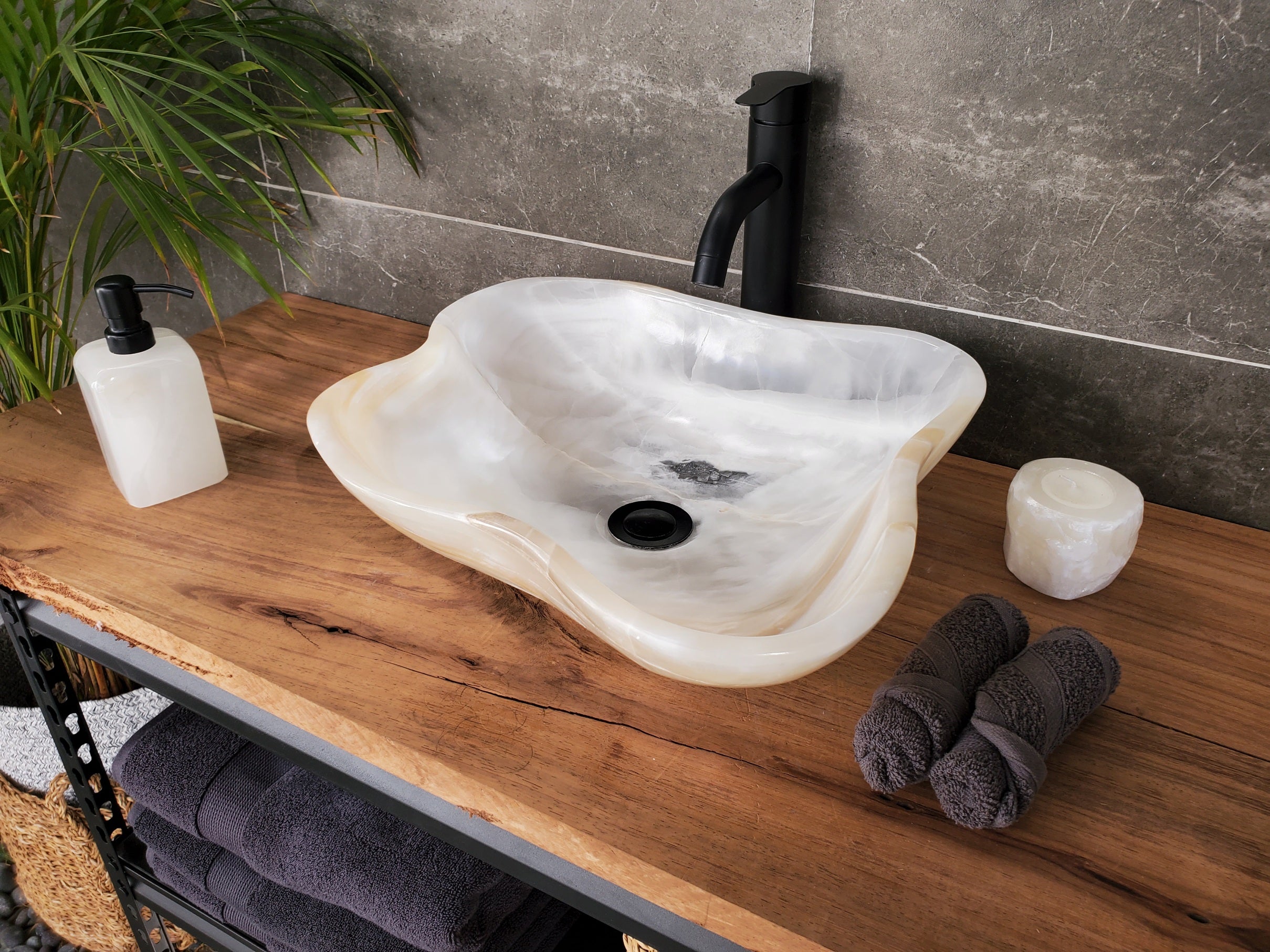 SET3301 Onyx Stone Master Bath Set of 2 (Two) Vessel Sinks