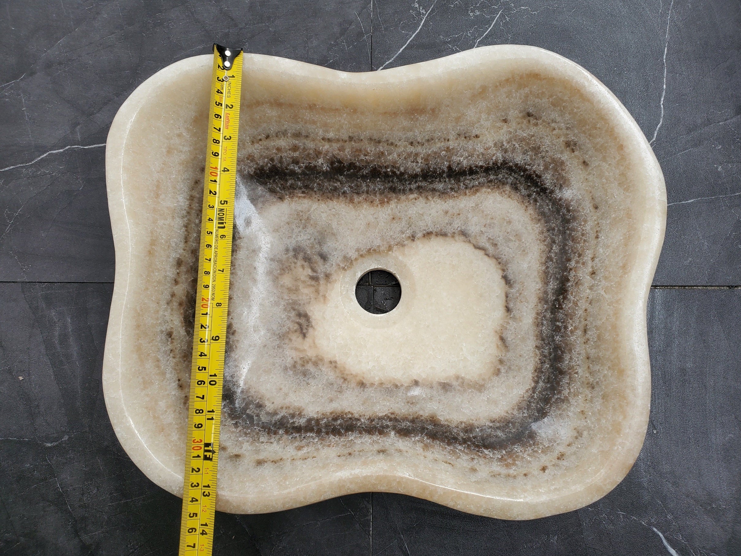 S32_12 Onyx Stone Vessel Bathroom Sink - 16.5 x 13.5 inch