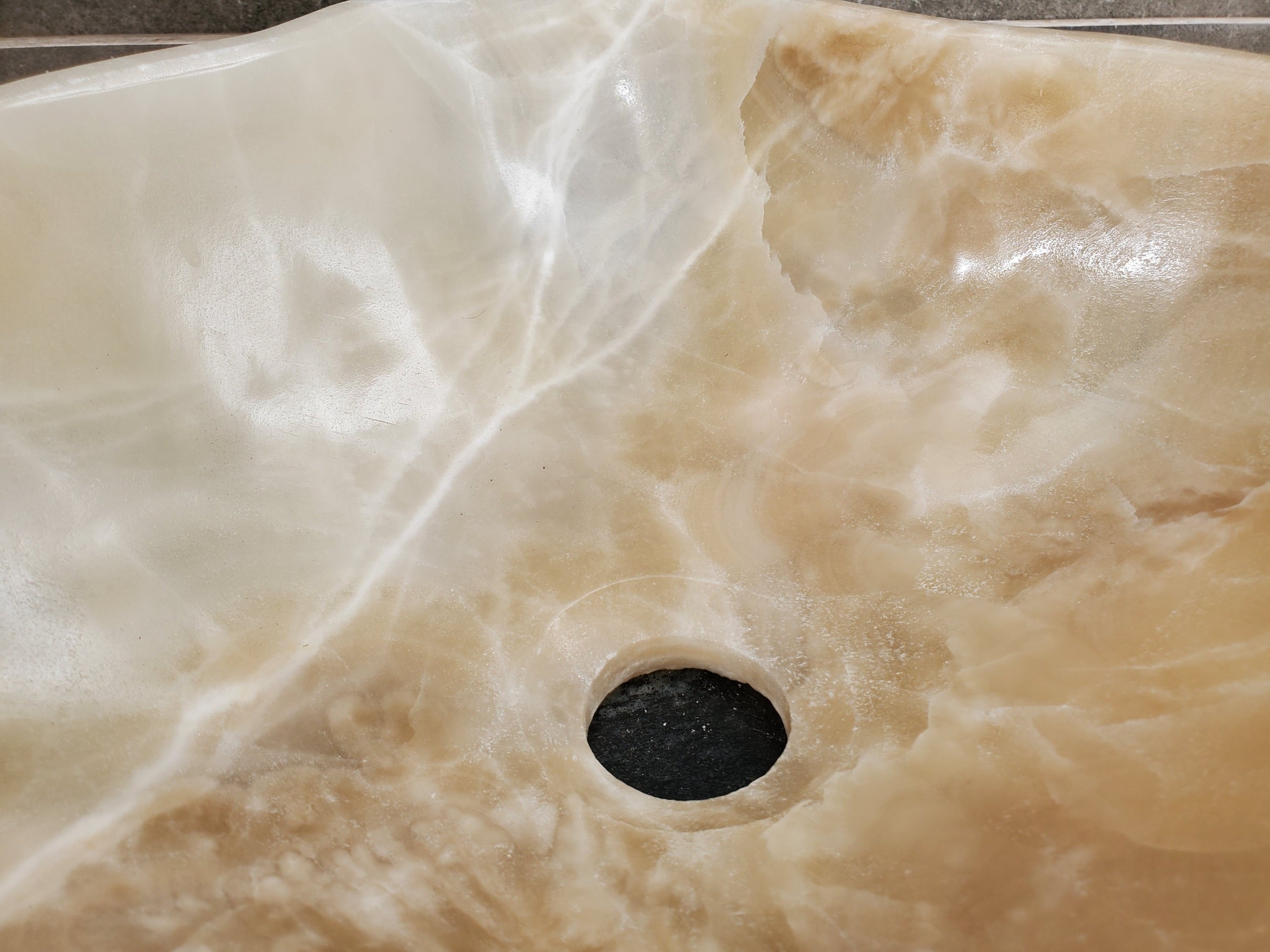 S32_22 Onyx Stone Vessel Bathroom Sink - 14 x 12 inch