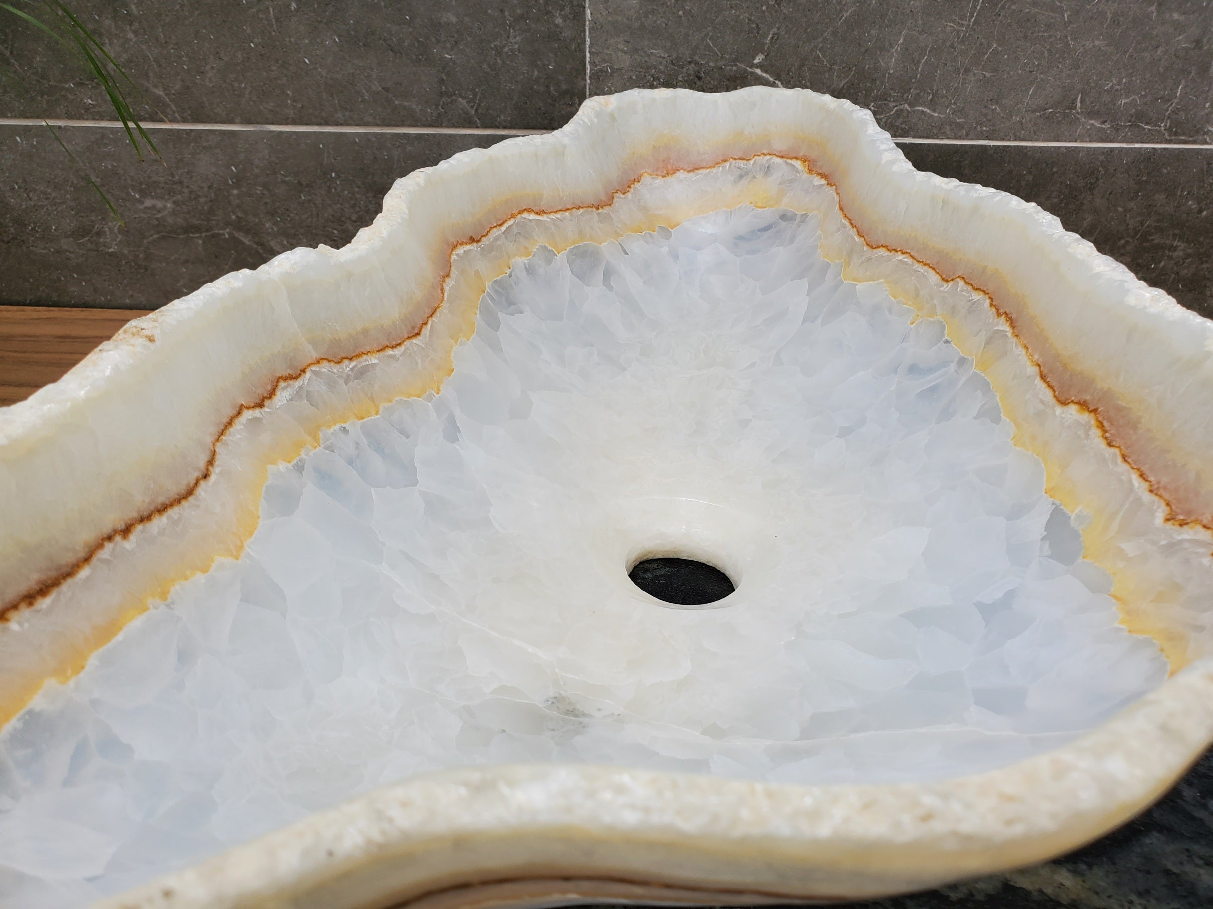 S31_39 Onyx Stone Vessel Bathroom Sink - 22 x 13.5 inch