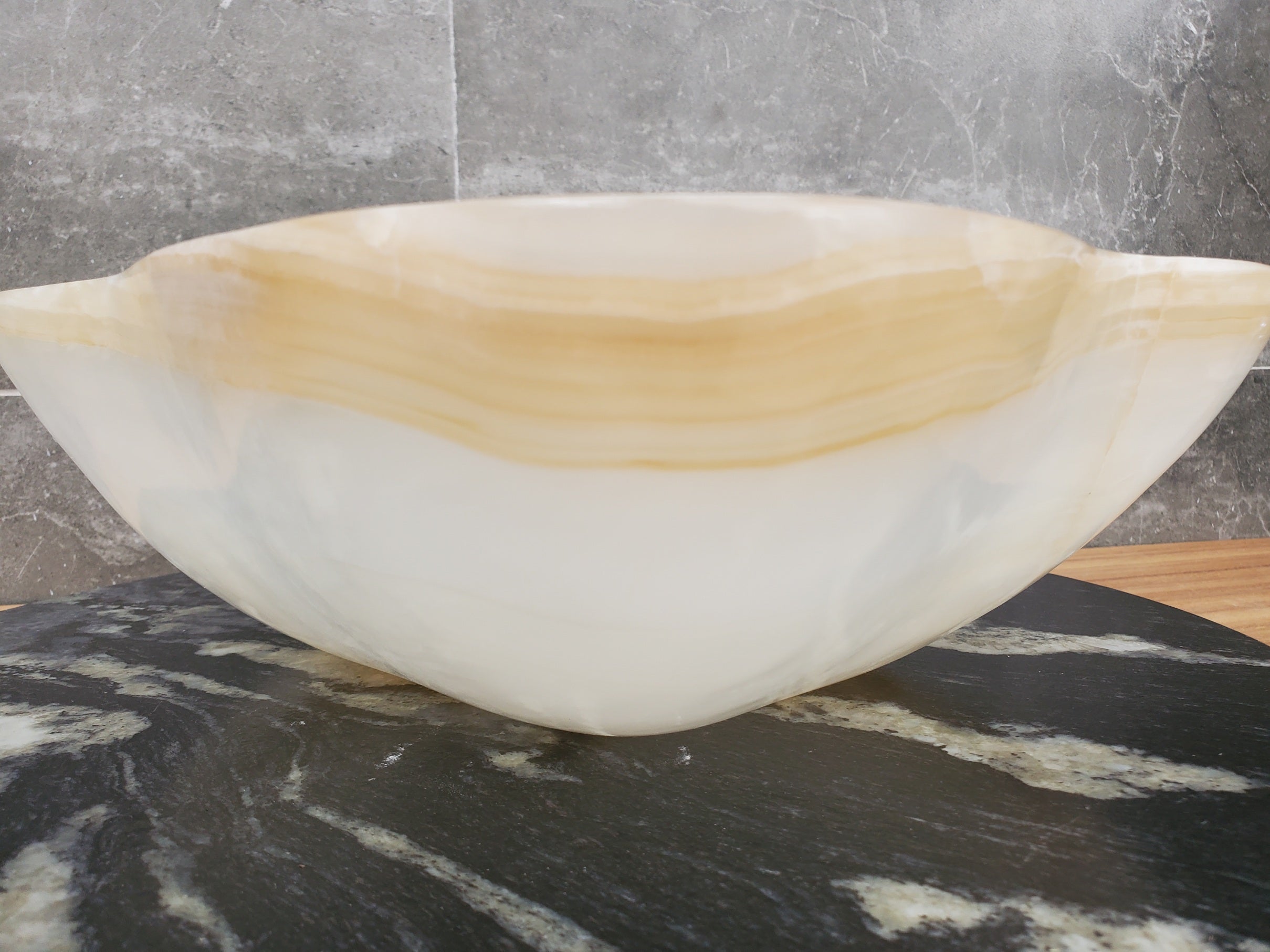 S32_11 Onyx Stone Vessel Bathroom Sink - 18 x 12 inch