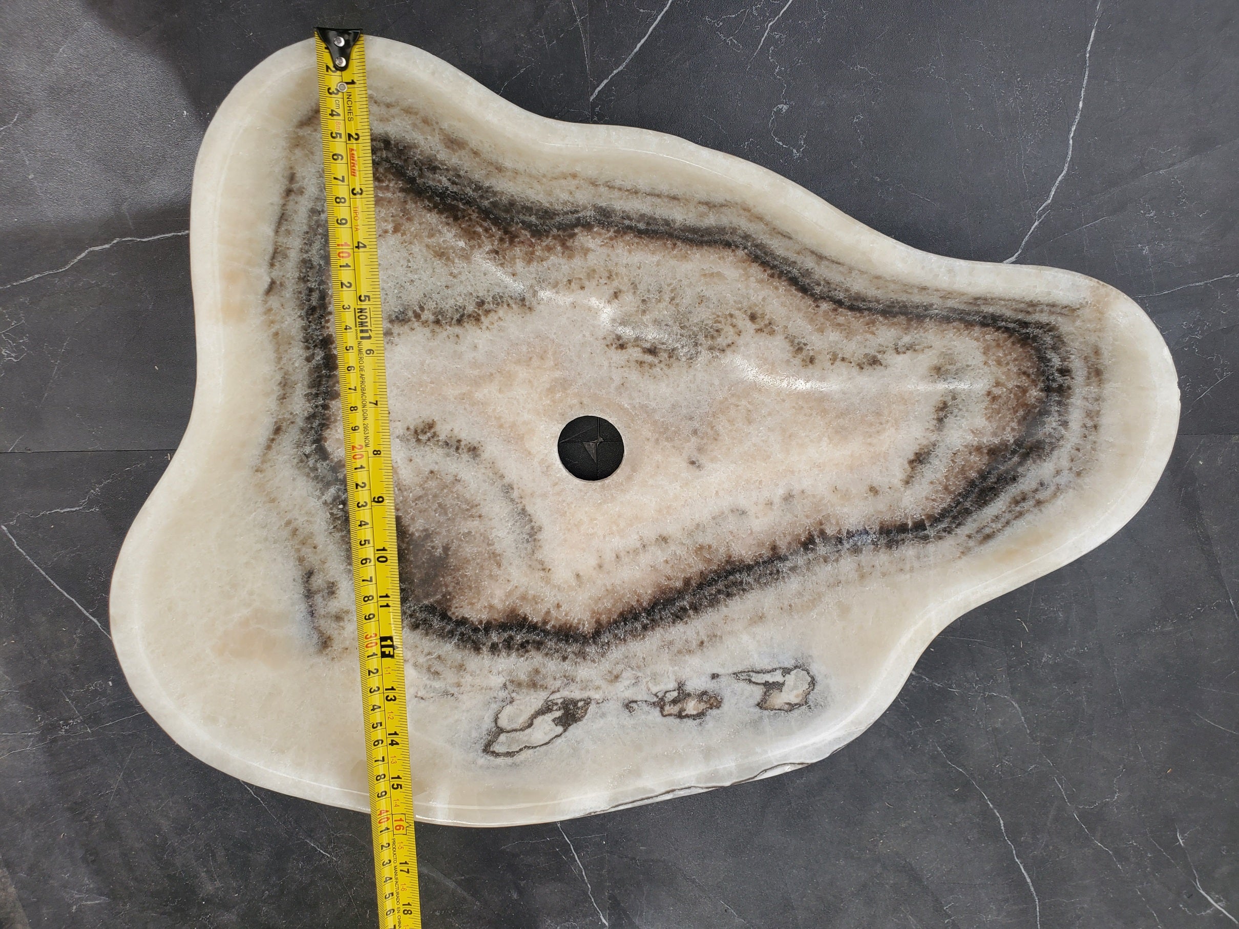 S32_23 Onyx Stone Vessel Bathroom Sink - 16.5 x 13.5 inch