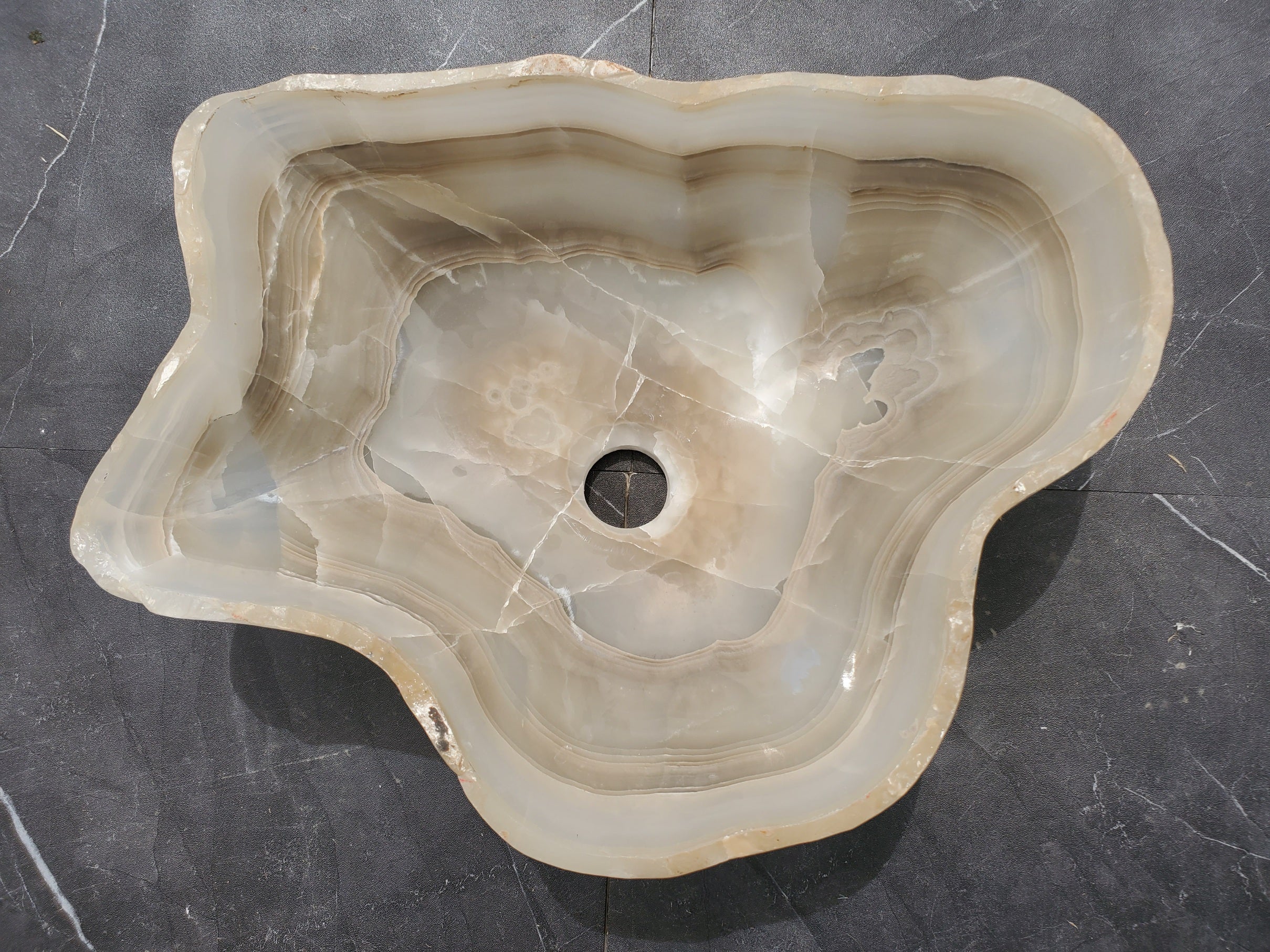 S32_16 Onyx Stone Vessel Bathroom Sink - 15.5 x 12 inch