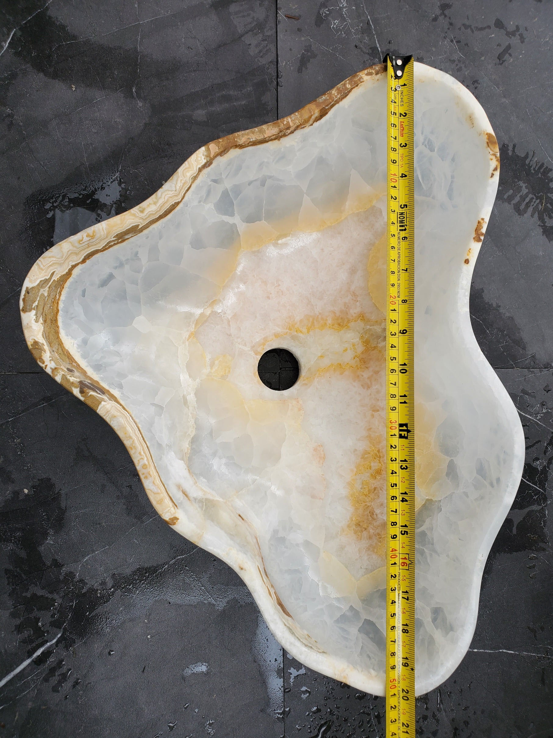 S32_10 Onyx Stone Vessel Bathroom Sink - 20 x 12.5 inch