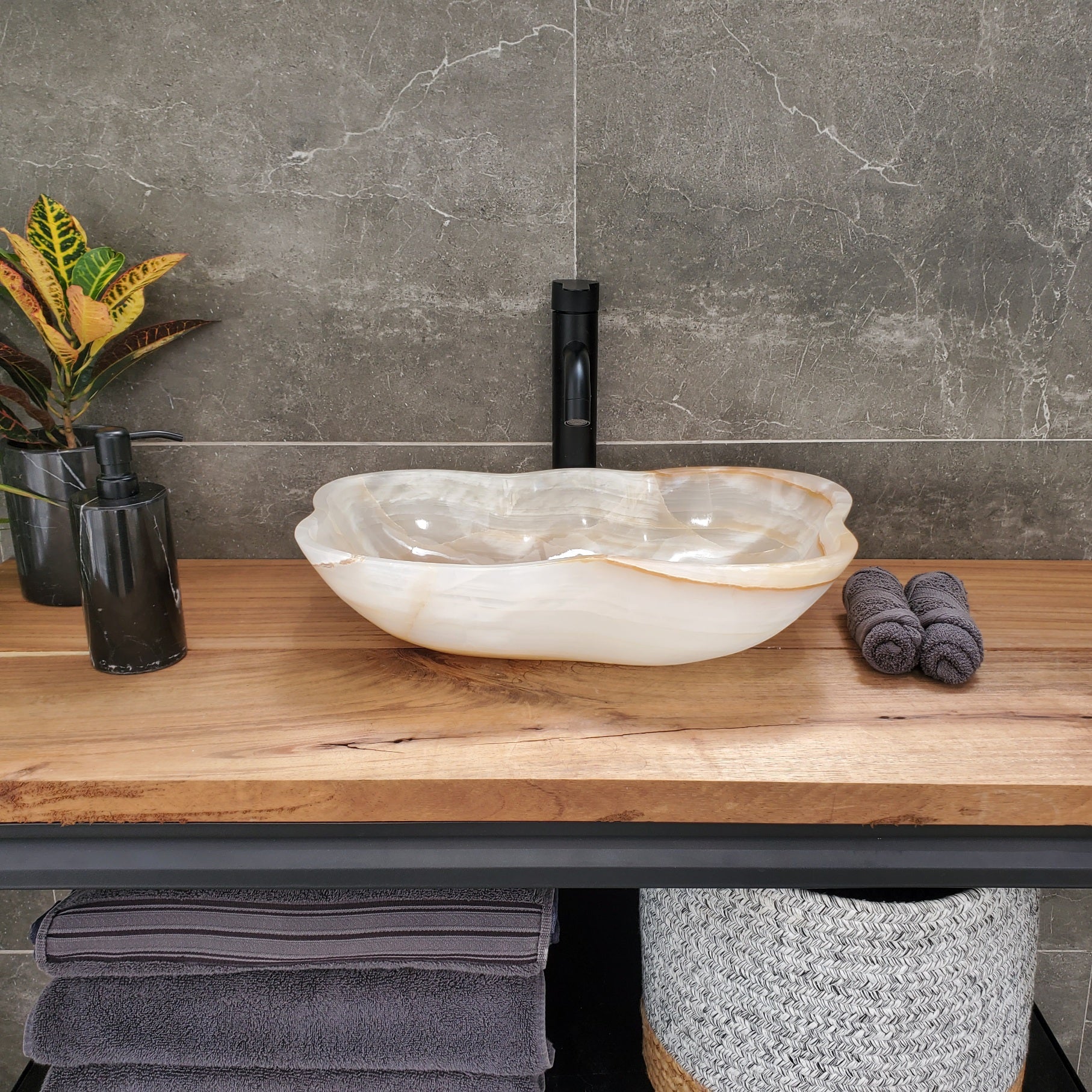 SET3202 Onyx Stone Master Bath Set of 2 (Two) Vessel Sinks