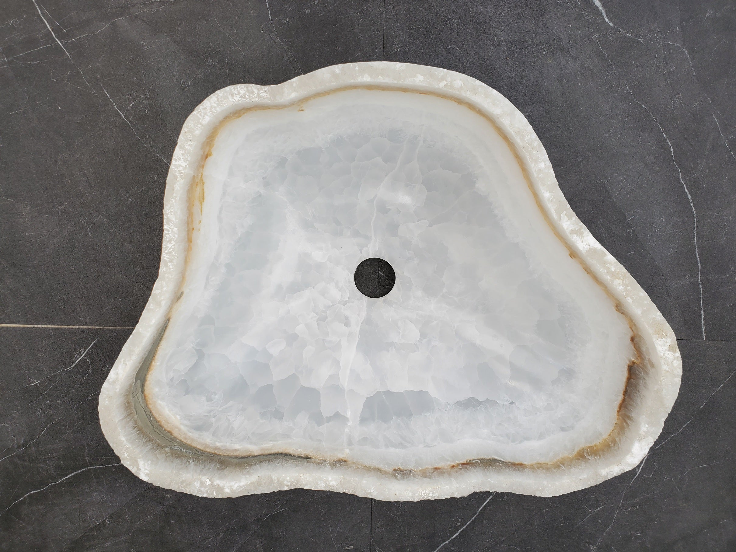 S33_49 White Onyx Bathroom Vessel Sink