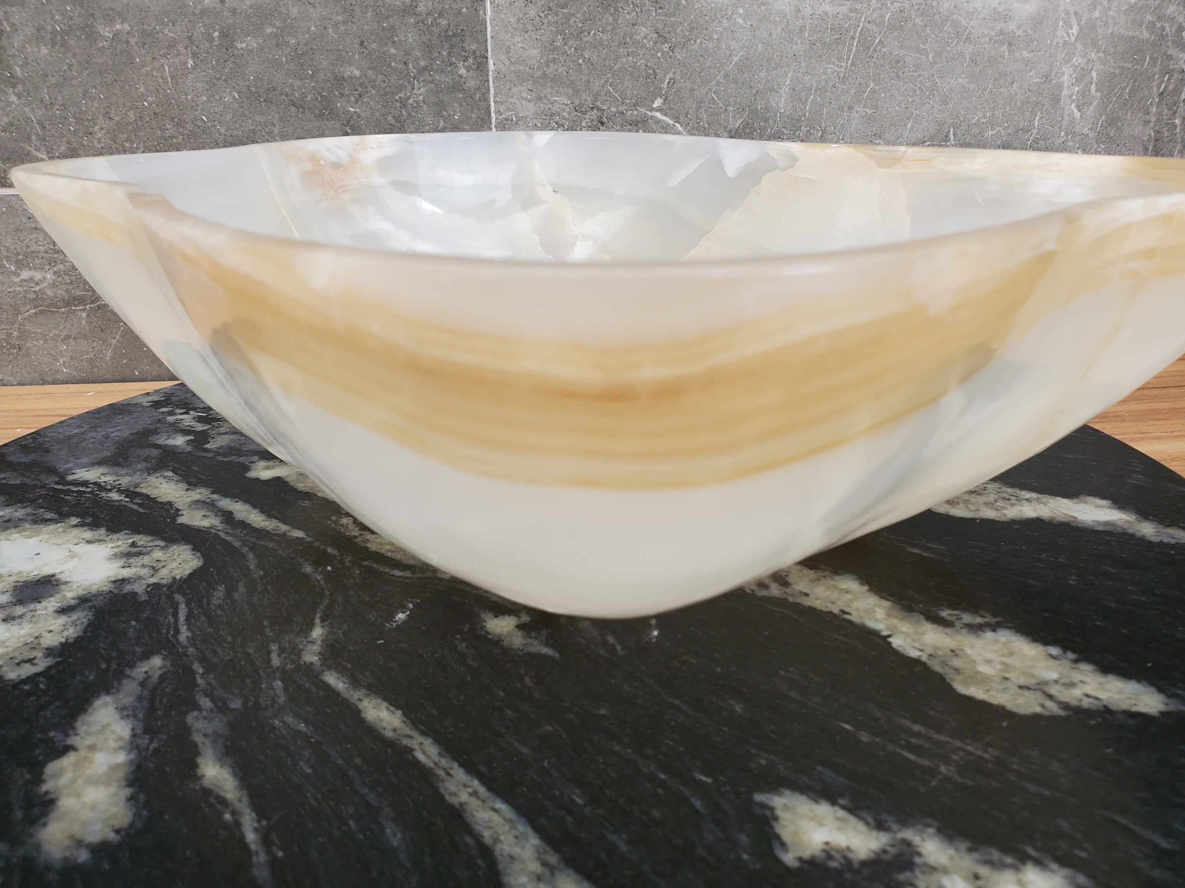 S32_11 Onyx Stone Vessel Bathroom Sink - 18 x 12 inch