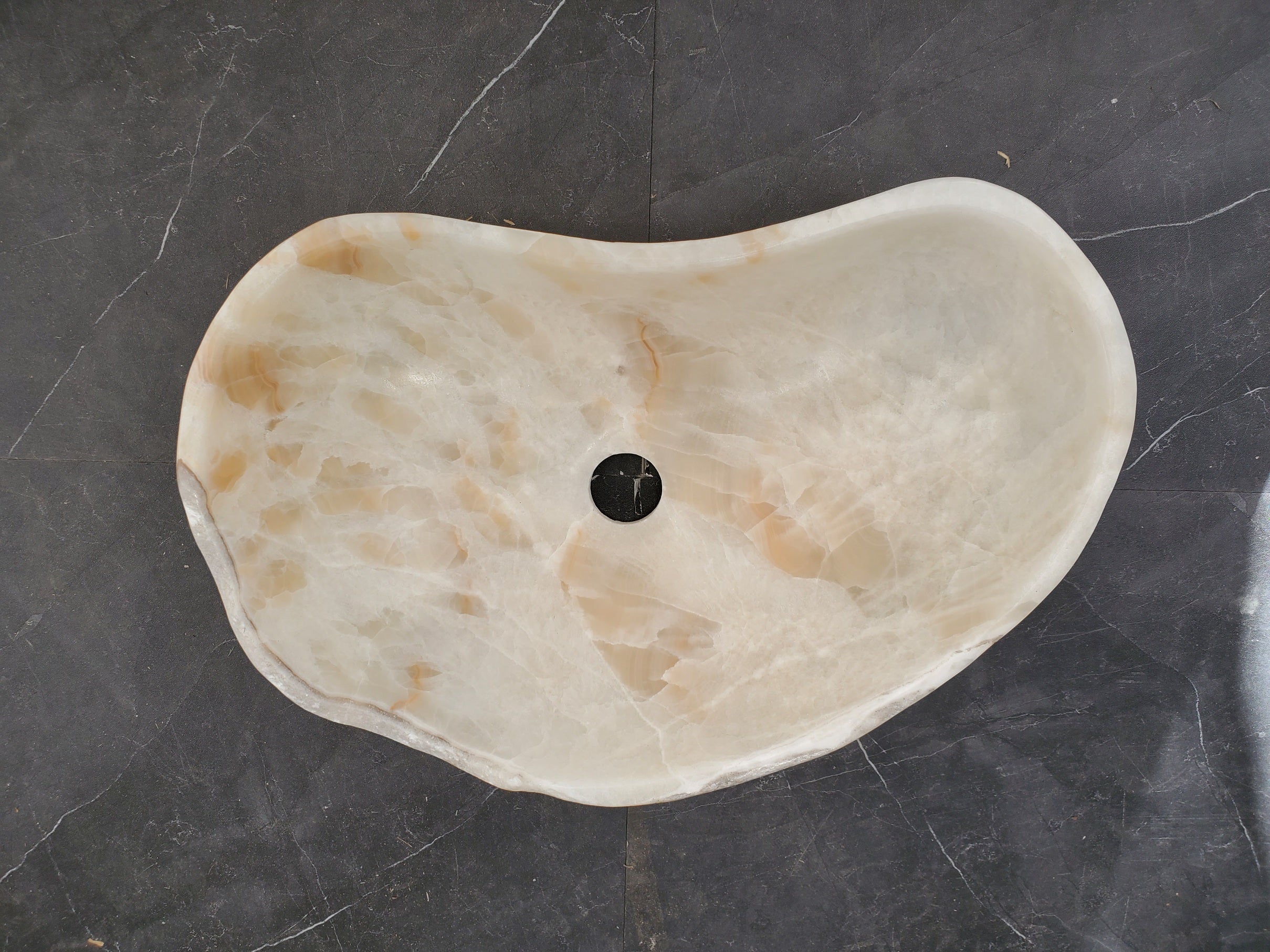 S33_33 Neutral White Onyx Bathroom Vessel Sink - 18 x 11 inch