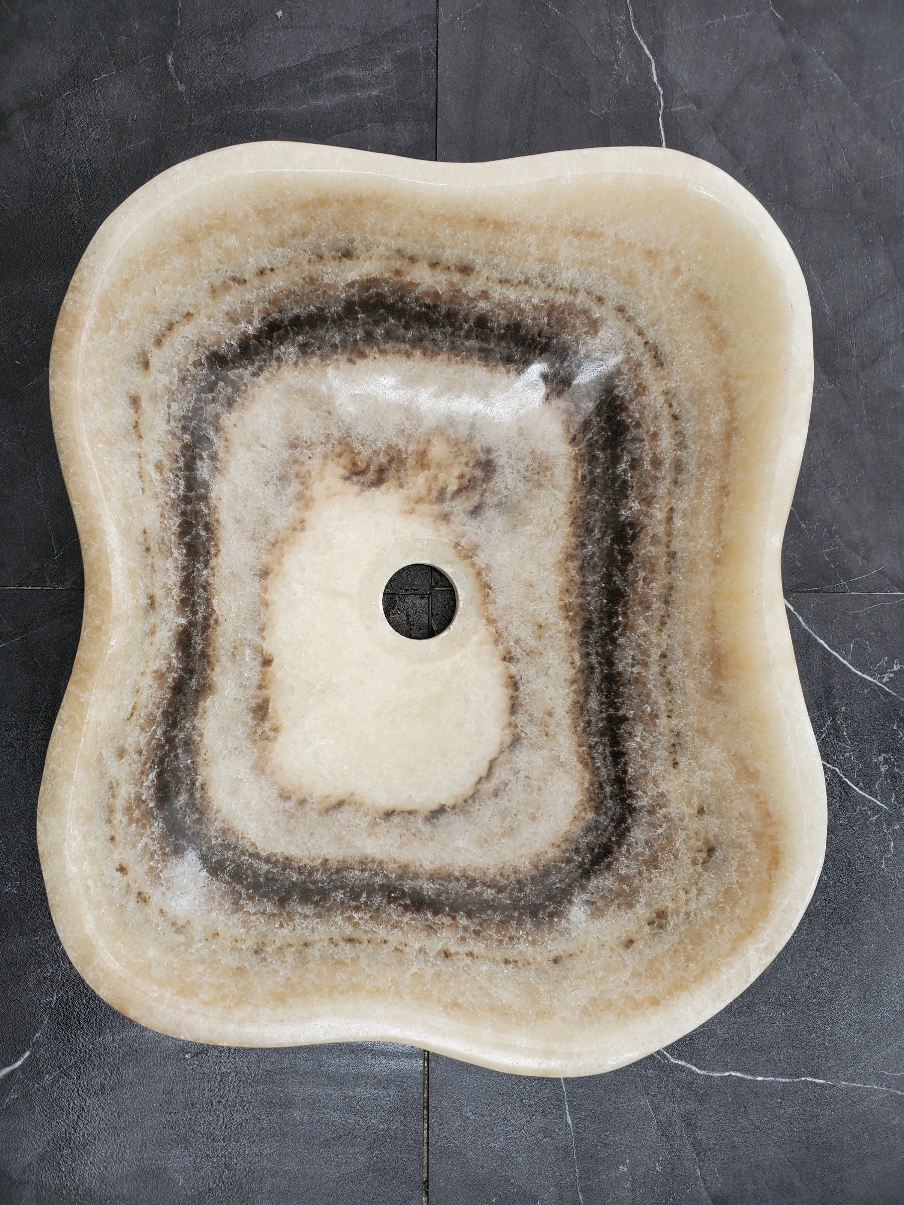 S32_12 Onyx Stone Vessel Bathroom Sink - 16.5 x 13.5 inch