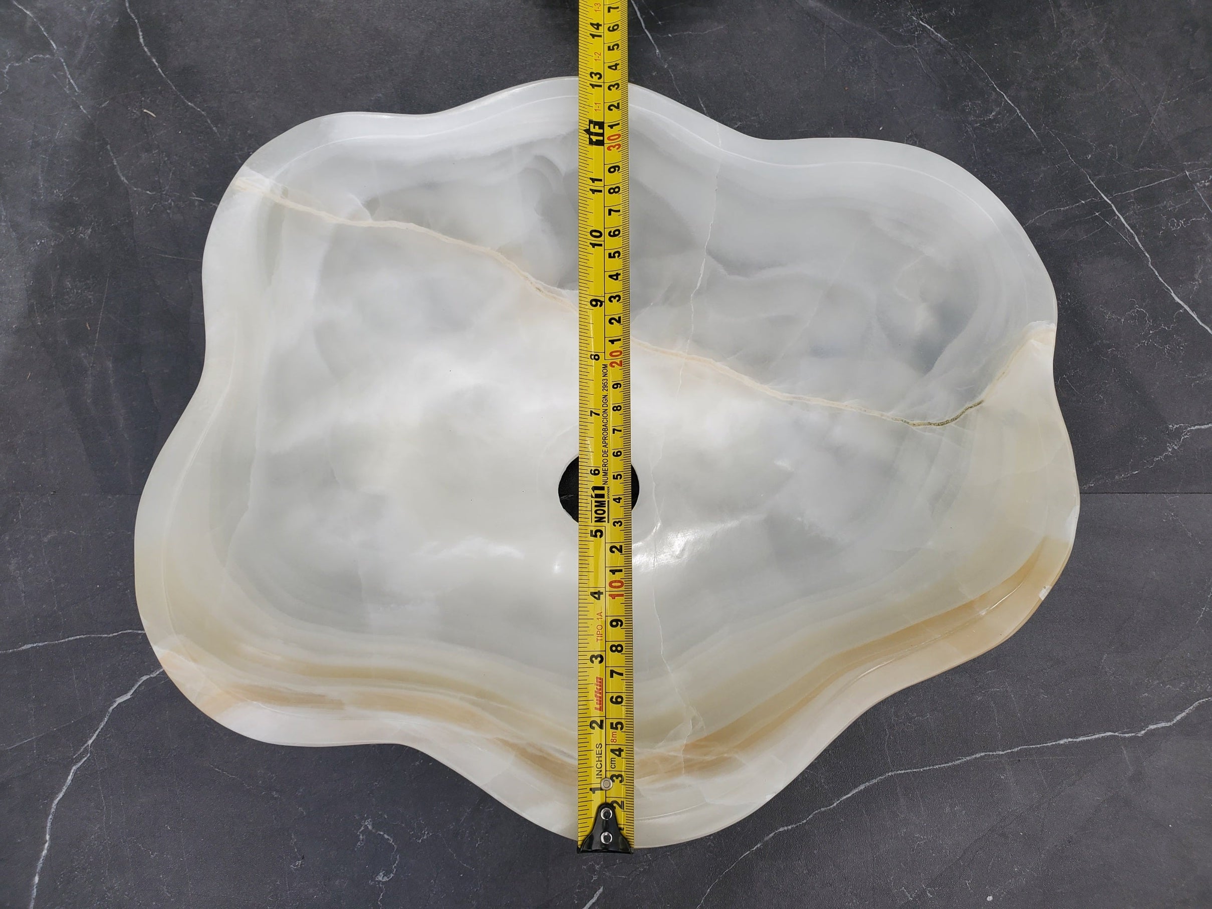 S33_26 White Onyx Bathroom Vessel Sink - 15.5 x 13 inch