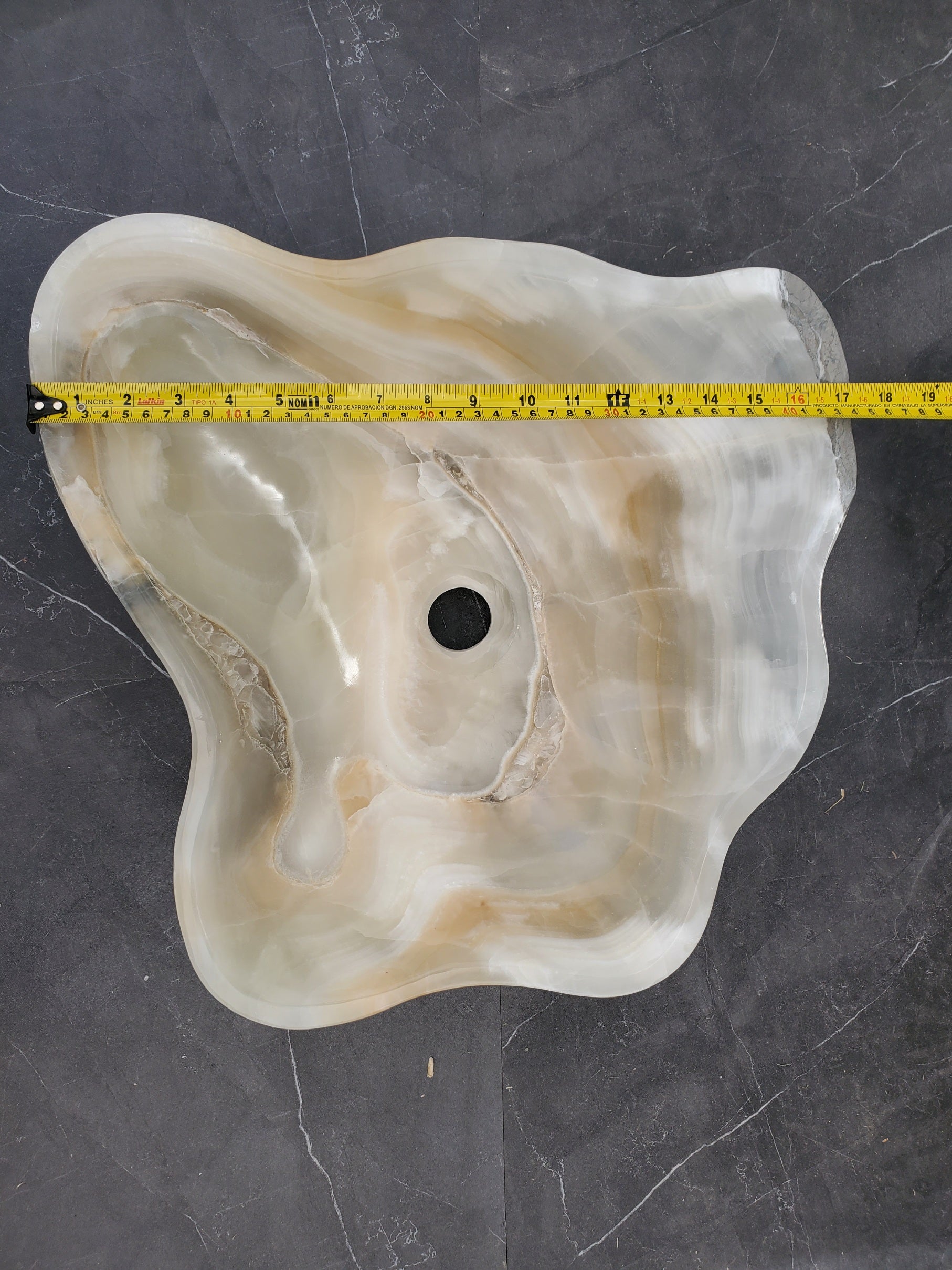 S33_23 White Onyx Bathroom Vessel Sink - 17 x 16 inch