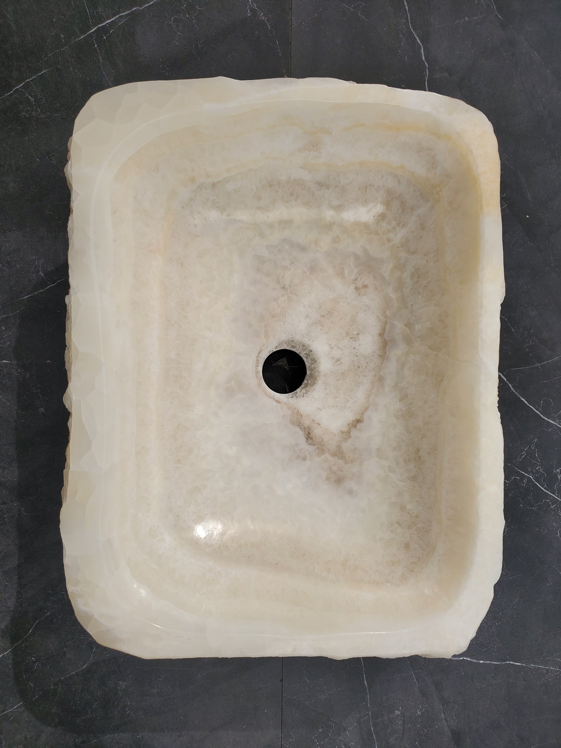S34_09 Onyx Stone Vessel Bathroom Sink - 17 x 12.8 inch
