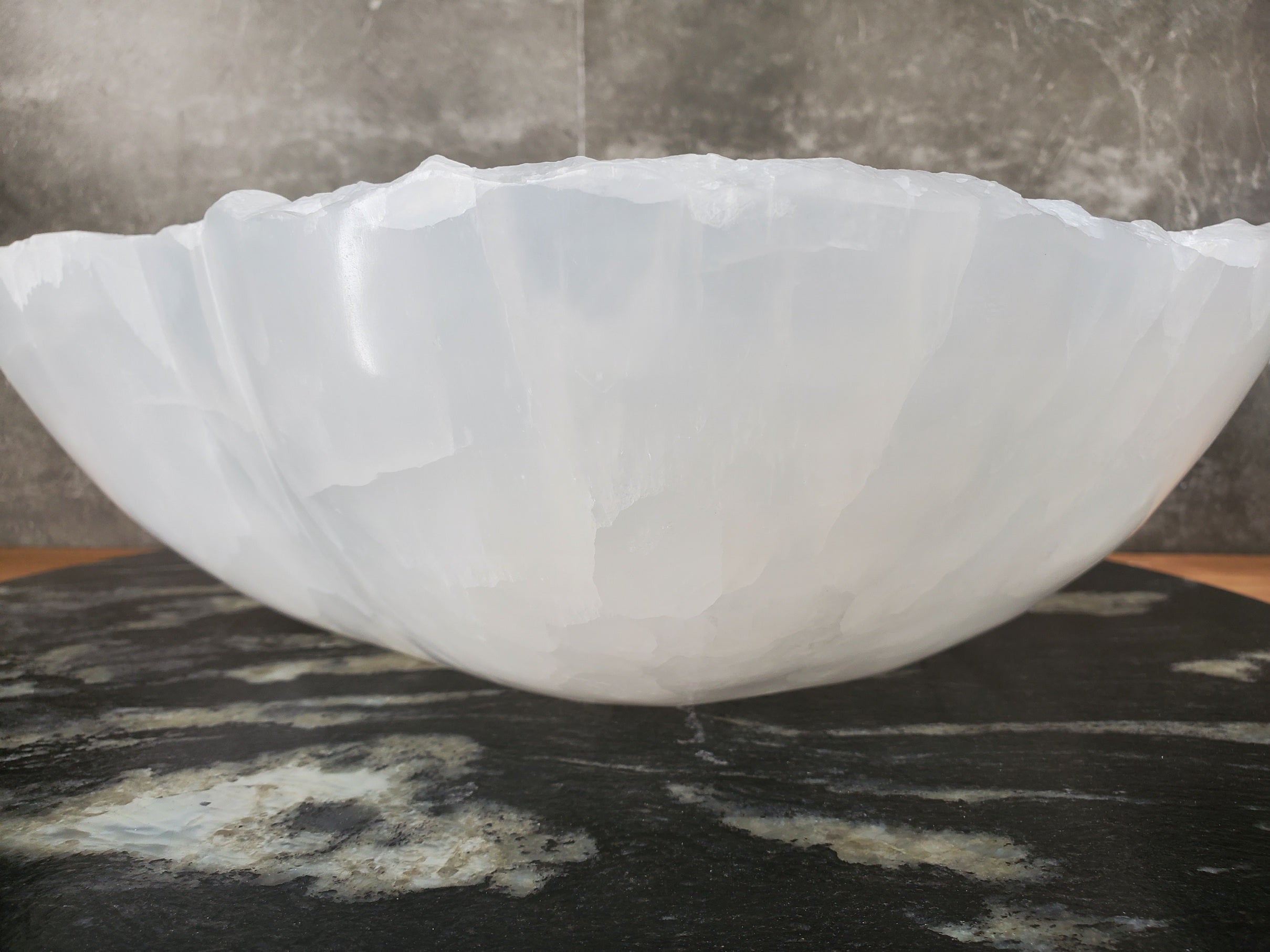 S33_47 White Onyx Bathroom Vessel Sink - 16 x 13.5 inch