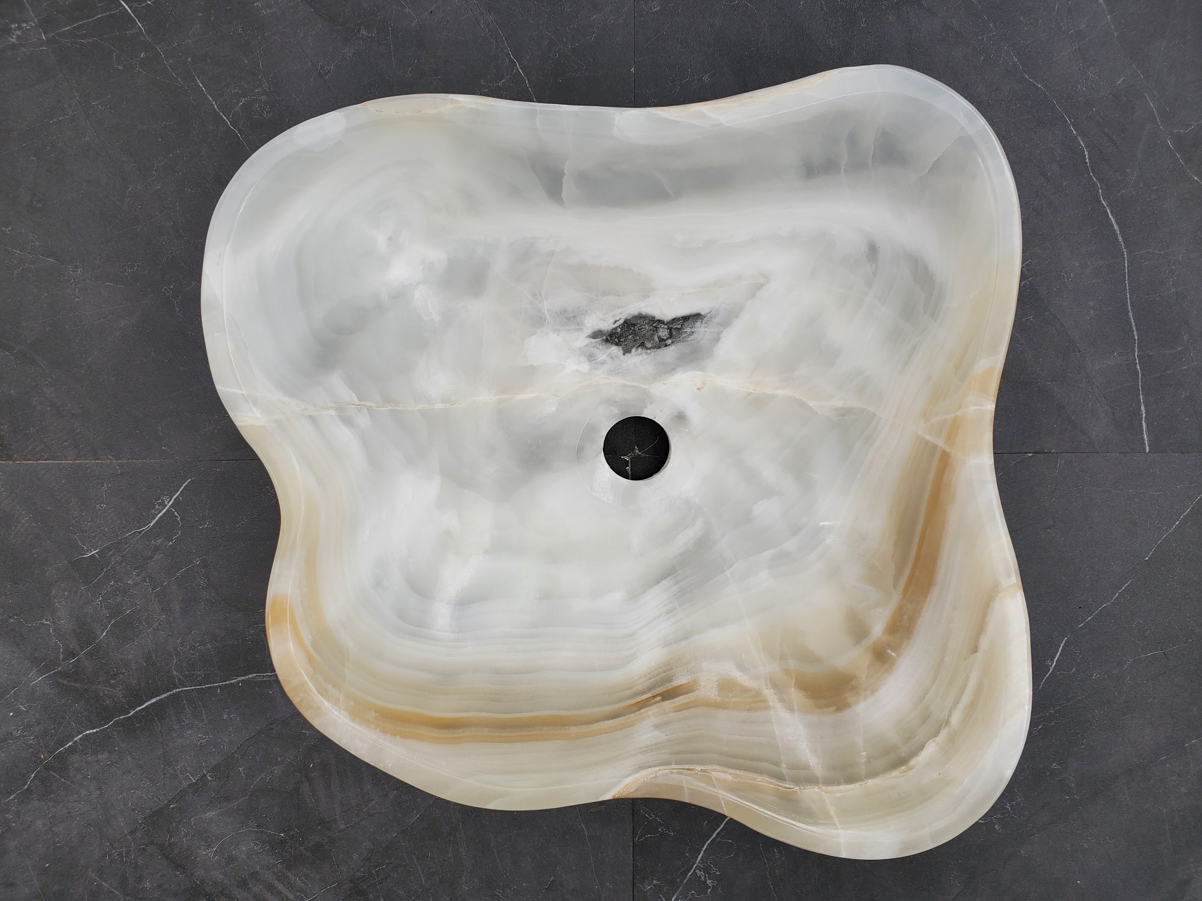 S33_28 White Onyx Bathroom Vessel Sink - 16 x 16 inch